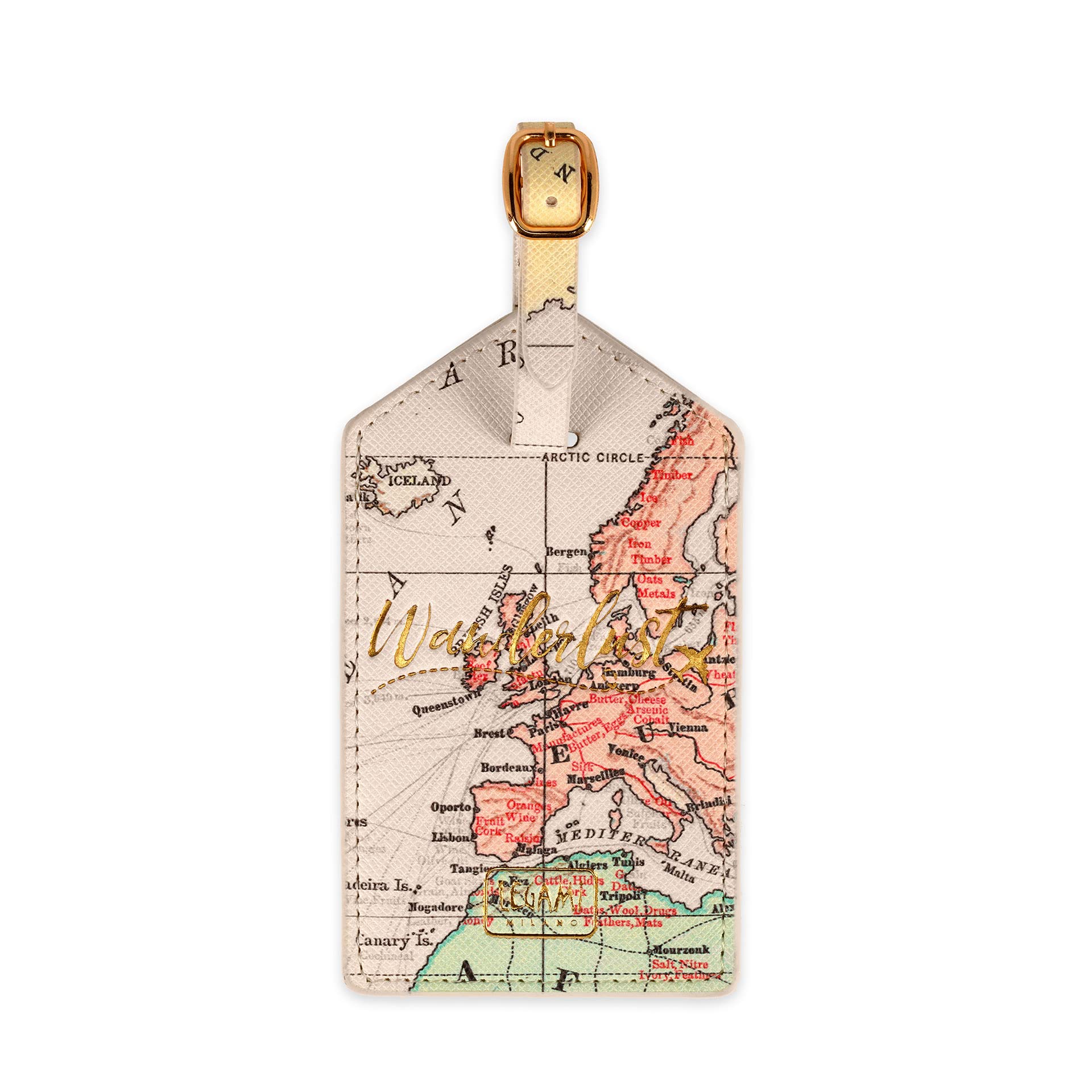 Legami - Luggage Tag, Suitcase Identifier, Personal Data Space, Adjustable Strap for Travel, 6.8x17cm, Travel Theme