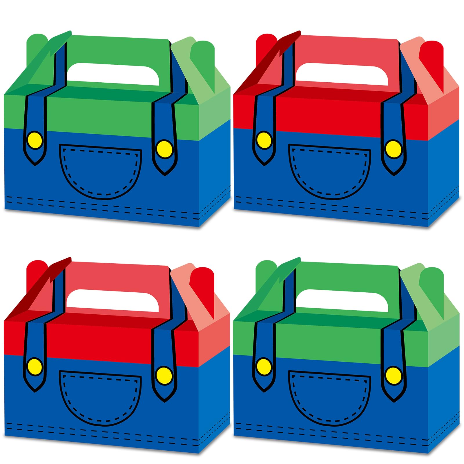 Game Themed Party Gift Boxes Super Theme Brothers Party Treat Paper Boxes Supplies Games Bros Paper Box Gamer Parties Supplies Blue Overalls Parties Favor Birthday Gift Box for Girls and Boys 12Pcs