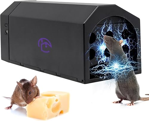 Trampas eléctricas para ratones en interiores trampa para ratas mejorada 2 en 1 eficaz y humanitaria para interiores con potente choque de voltaje
