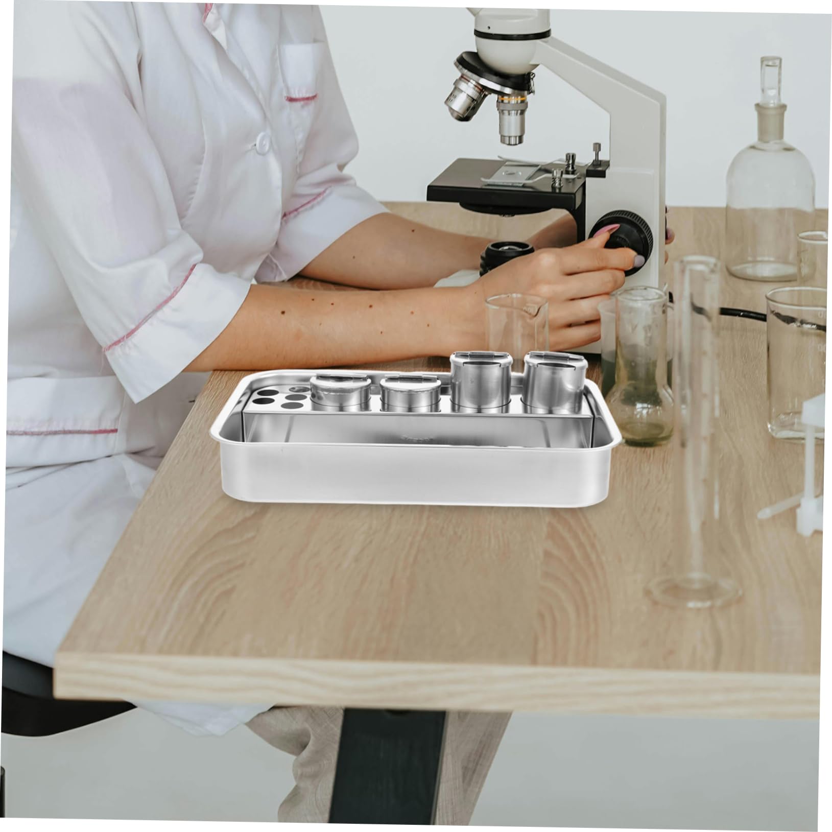 Cabilock Bandeja Rectangular De Acero Inoxidable Enfermería Resistente y Espaciosa Para Almacenamiento y Cambio De Instrumentos Médicos Hospital y Clínica
