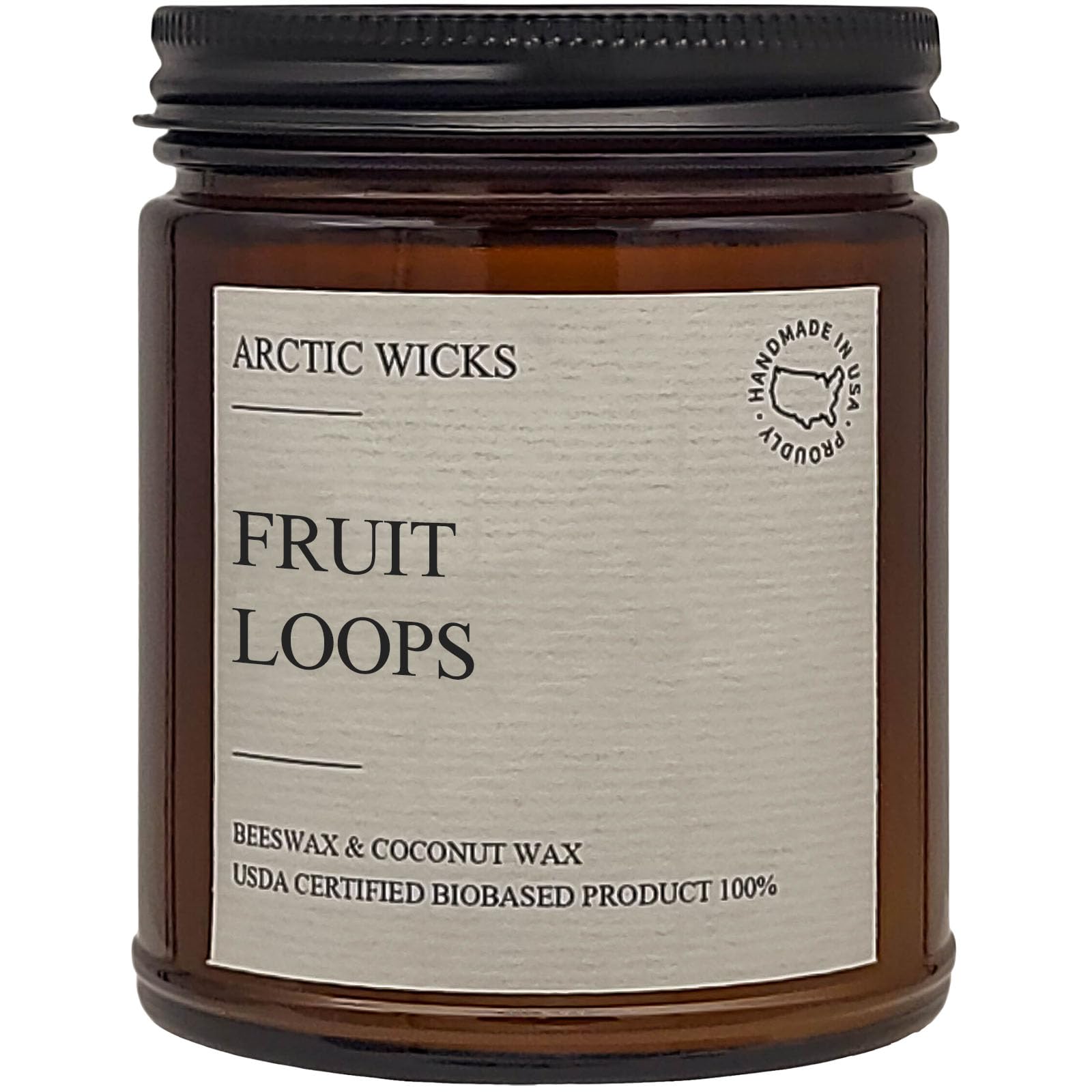 Fruit Loops Candle - Arctic Wicks Coconut & Beeswax Non-Toxic Candles, Clean Burning, USDA Biobased Certified, Citrus Fruit Scented Cereal Candles, Scented Like Your Favorite Breakfast Cereal
