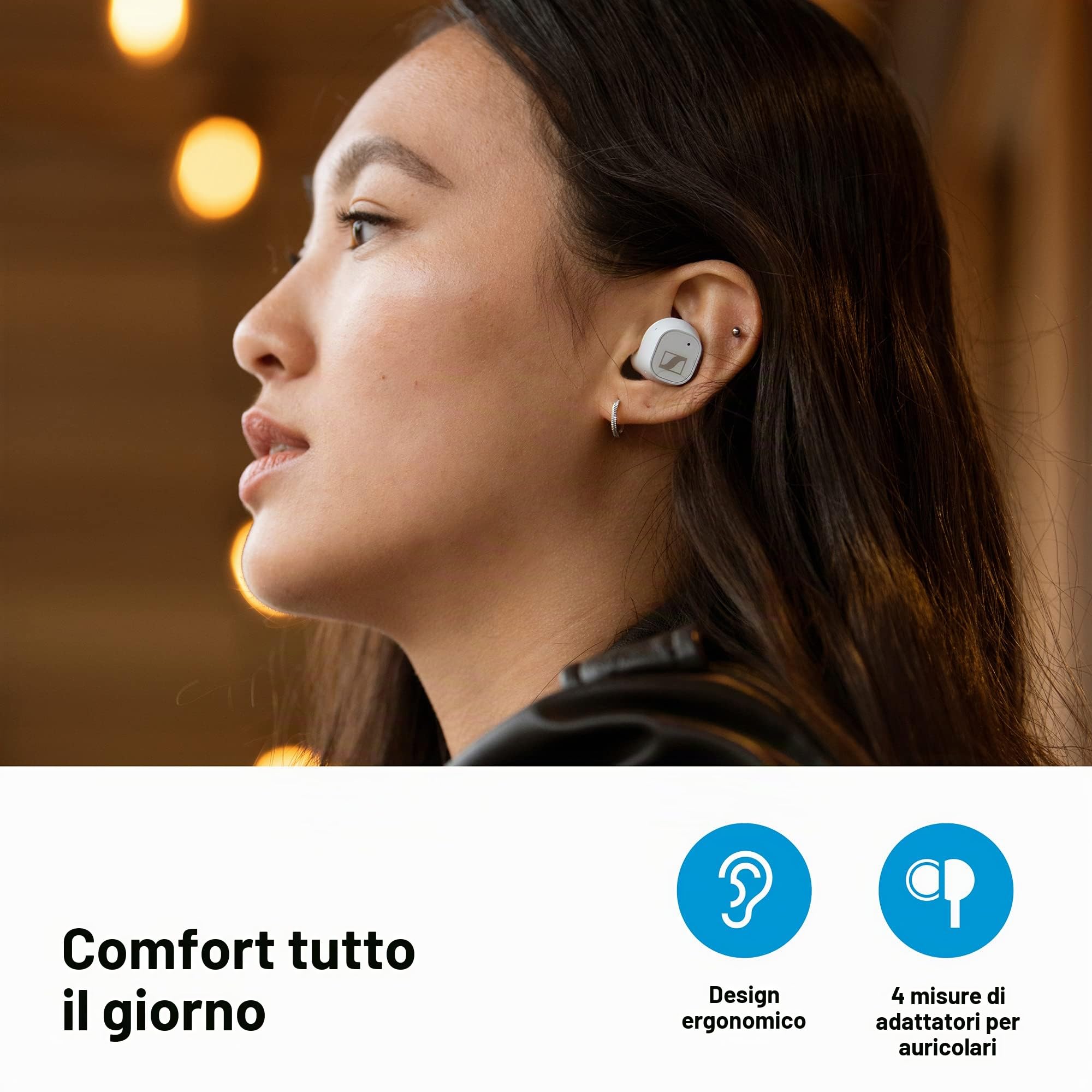 Sennheiser Auricolari CX Plus True Wireless- Cuffie In-Ear Bluetooth con Cancellazione Attiva del Rumore, Controlli Touch Personalizzabili e Durata della Batteria di 24 ore, Bianco