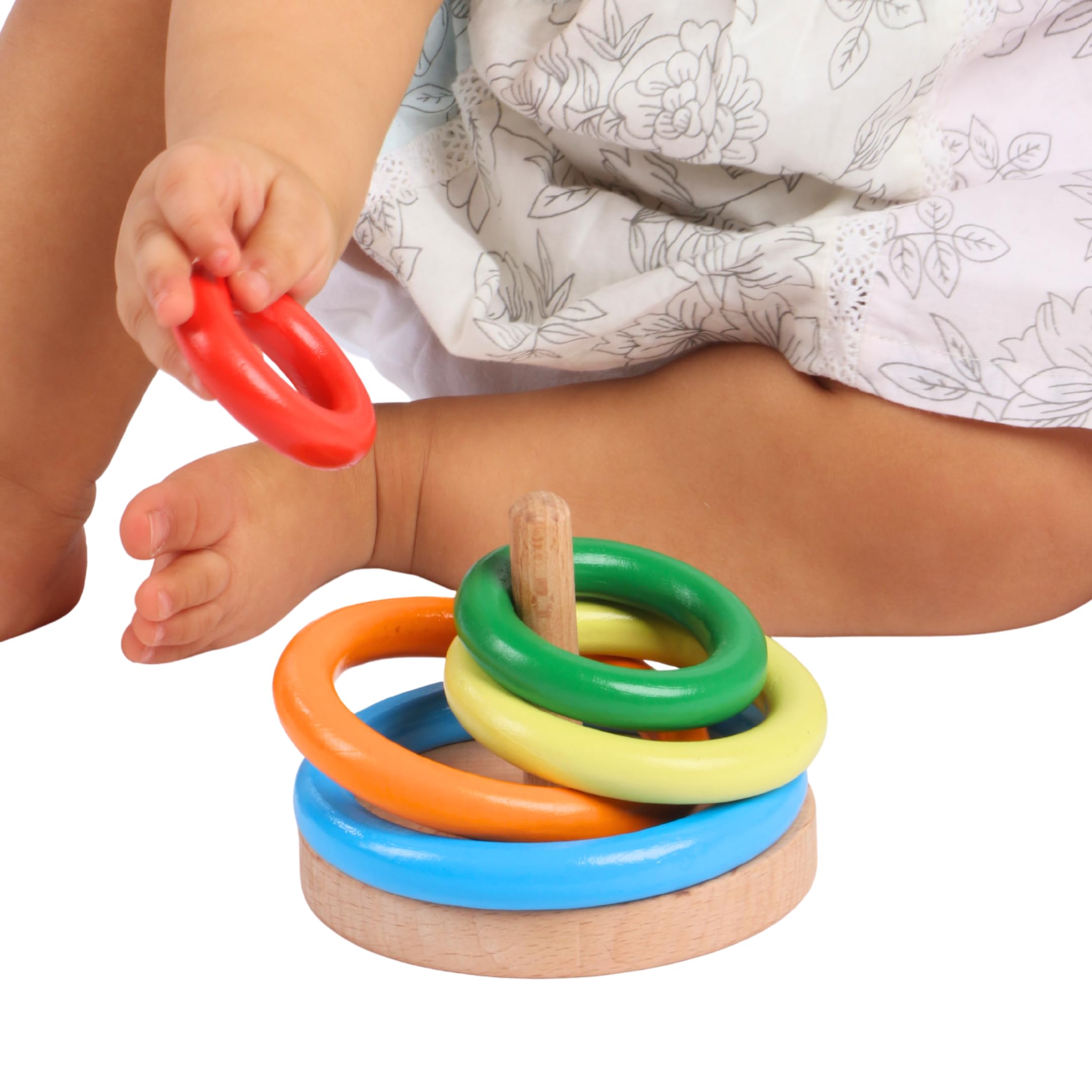 Wooden Ring Stacker | Montessori Baby & Toddler Toy for Stacking & Sorting | Develops Fine Motor Skills, Problem Solving & Hand-Eye Coordination | Eco-Friendly Design