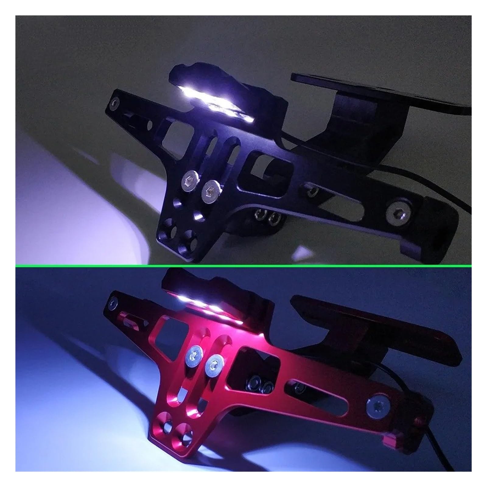 Soporte Matrícula para Suzuki para GSXR para GSX-R 600 750 1000 K1 K2 K3 K4 K5 K6 K7 K8 K9 Soporte para Marco Matrícula Motocicleta CNC con LED(Black)