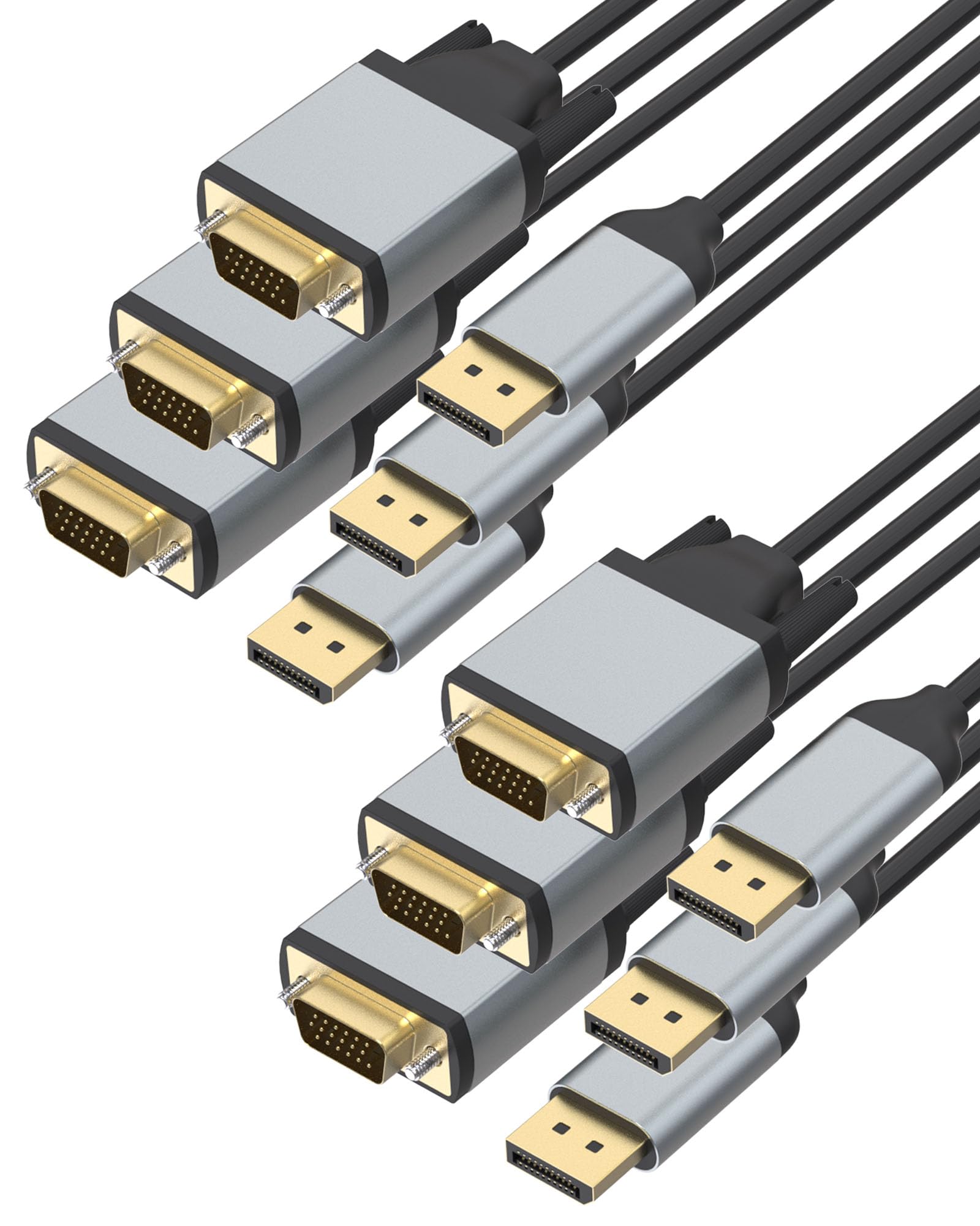 Foboiu DisplayPort to VGA Cable 3 Feet 6 Pack, DP Display Port to VGA Adapter Male to Male Monitor Cables Gold-Plated Cord Aluminium HD 1080P for for Computer, Monitor, TV, Projector