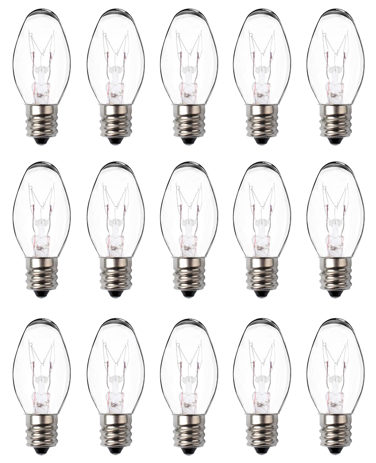Wax Warmer Bulbs - 15W C7 Replacement Bulbs for Scentsy Wax Melt Warmer, Himalayan Salt Lamps, Plug-in Diffusers - Warm White, Dimmable, 15 Packs
