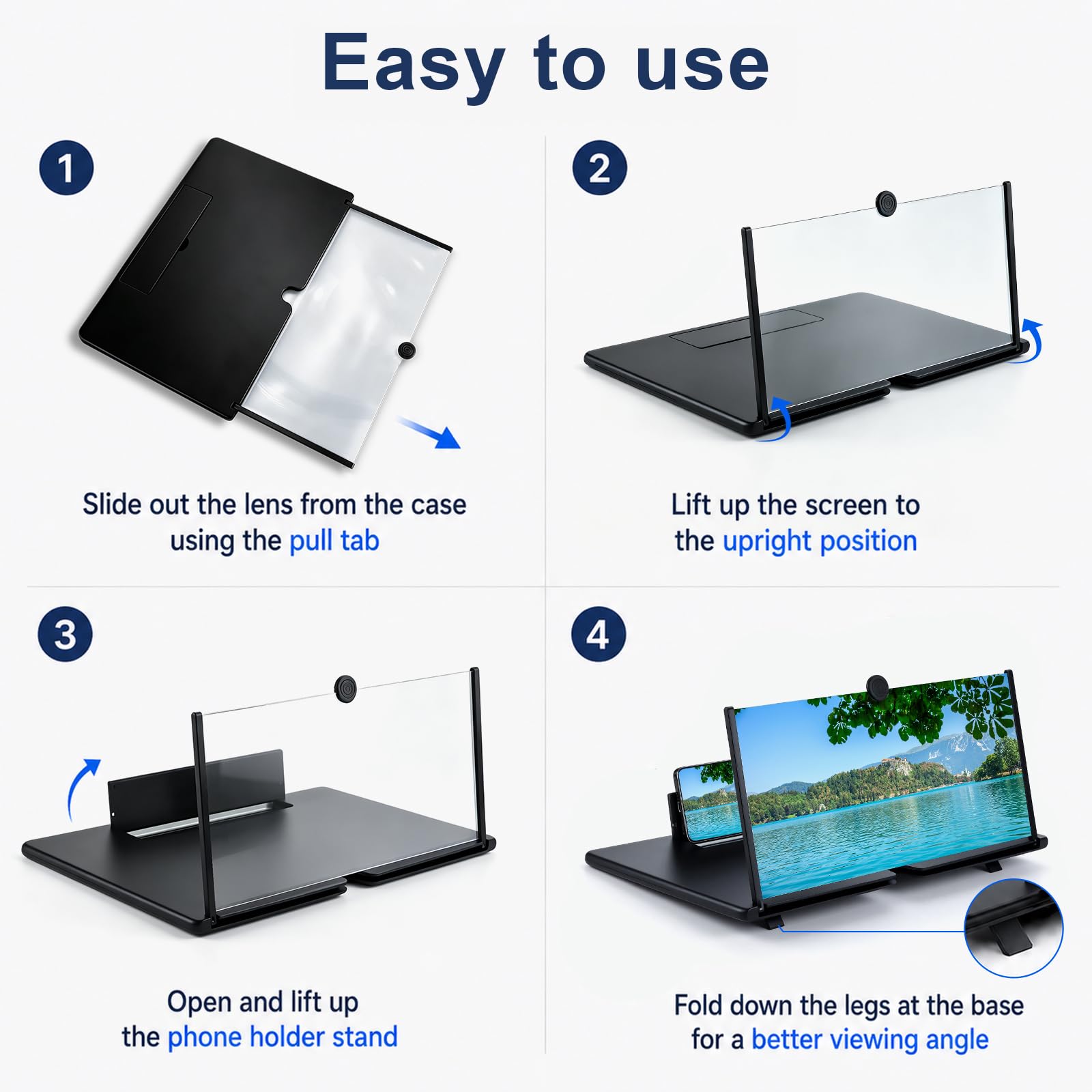 18 Zoll Bildschirmlupe für Handy, Handy Bildschirmlupe, 3D HD Handy Vergrößerungs Bildschirm, Bildschirm Lupe Handy, Ideal zum Anschauen von Fußballspielen und zum Zocken