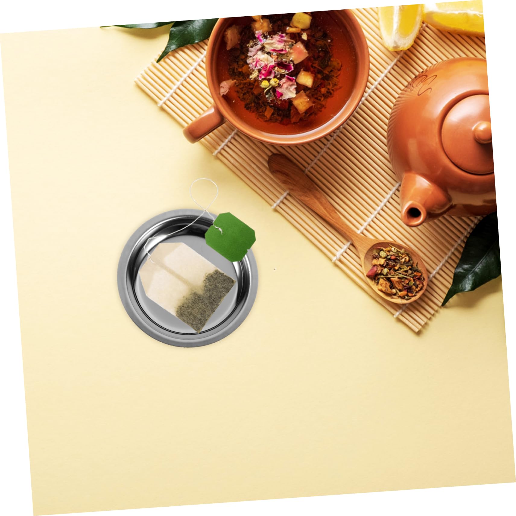 Luxshiny Stainless Steel Tea Bag Coaster Decorative Saucer for Tea Bags Stylish Round Dish for Coffee Tea Lightweight Tea Lovers