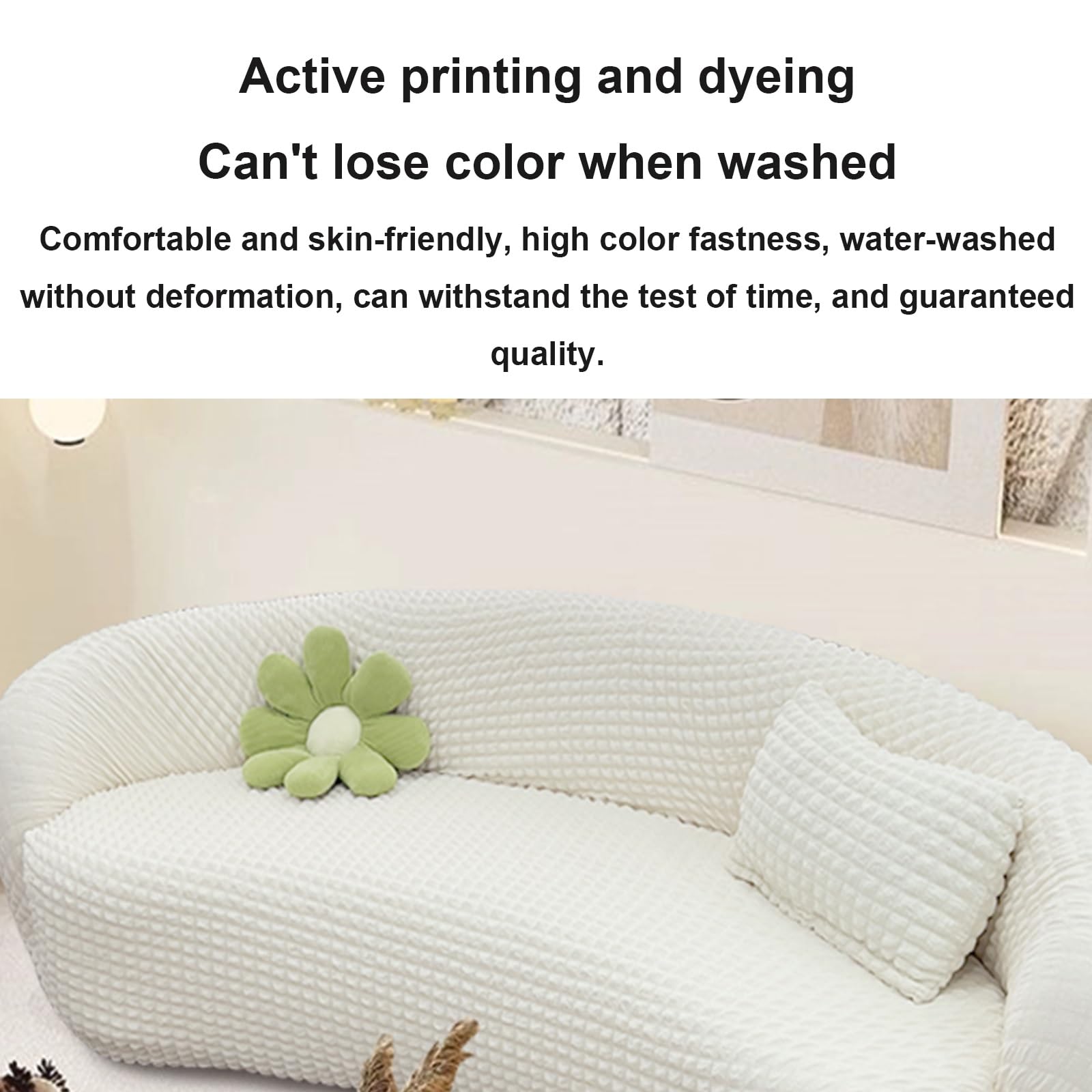Housse de canapé incurvée extensible et respirante pour canapés demi-ronds en tissu Blasengarn - Beige - Taille S (90x140cm)
