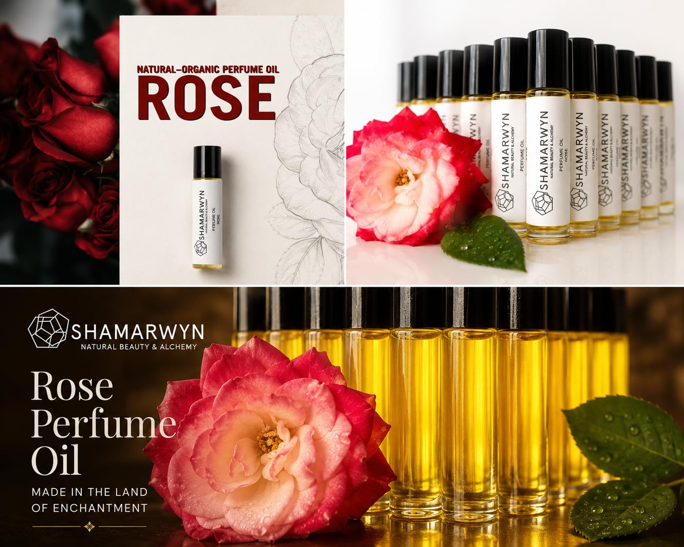 Rose Perfume Oil Botanical Essential Oil Roll-On, 10 mL