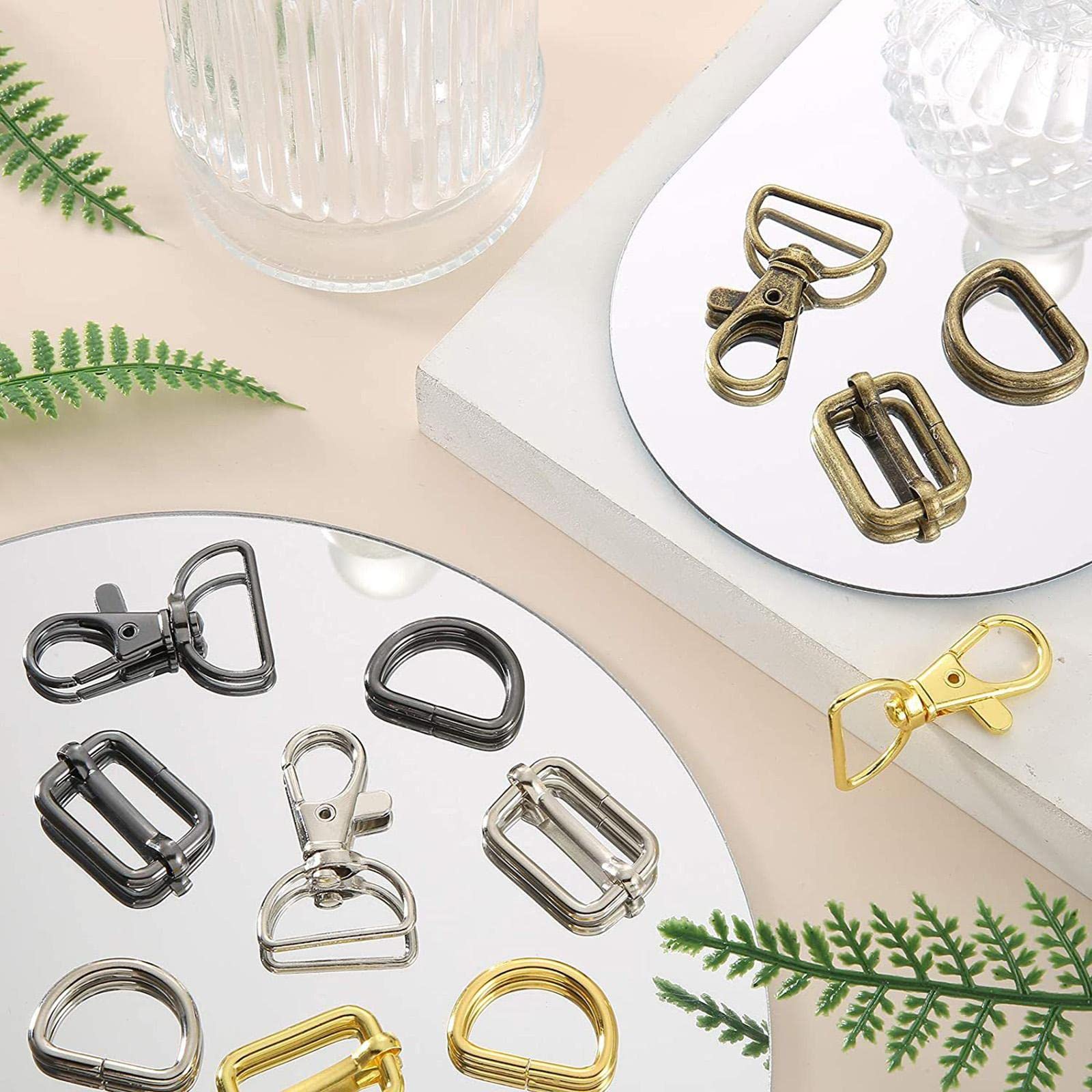 56 piezas de accesorios para bolso con anillos en D para hacer bolsas, costura, colores mixtos