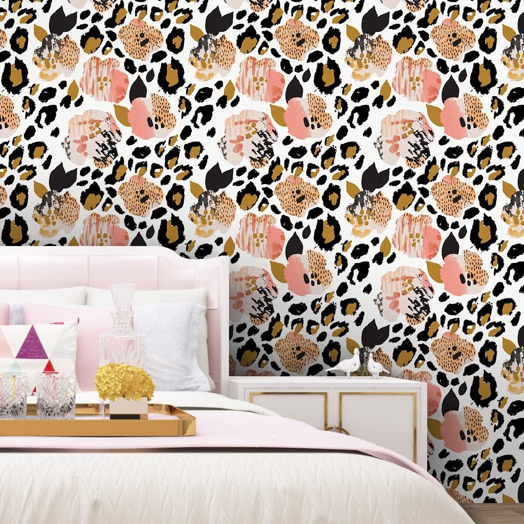 Tiger Texture Wallpaper Stripes Removable Self-Adhesive Contact Paper Geometric Peel and Stick Wall Paper for Living Room Cabinet DIY Decor