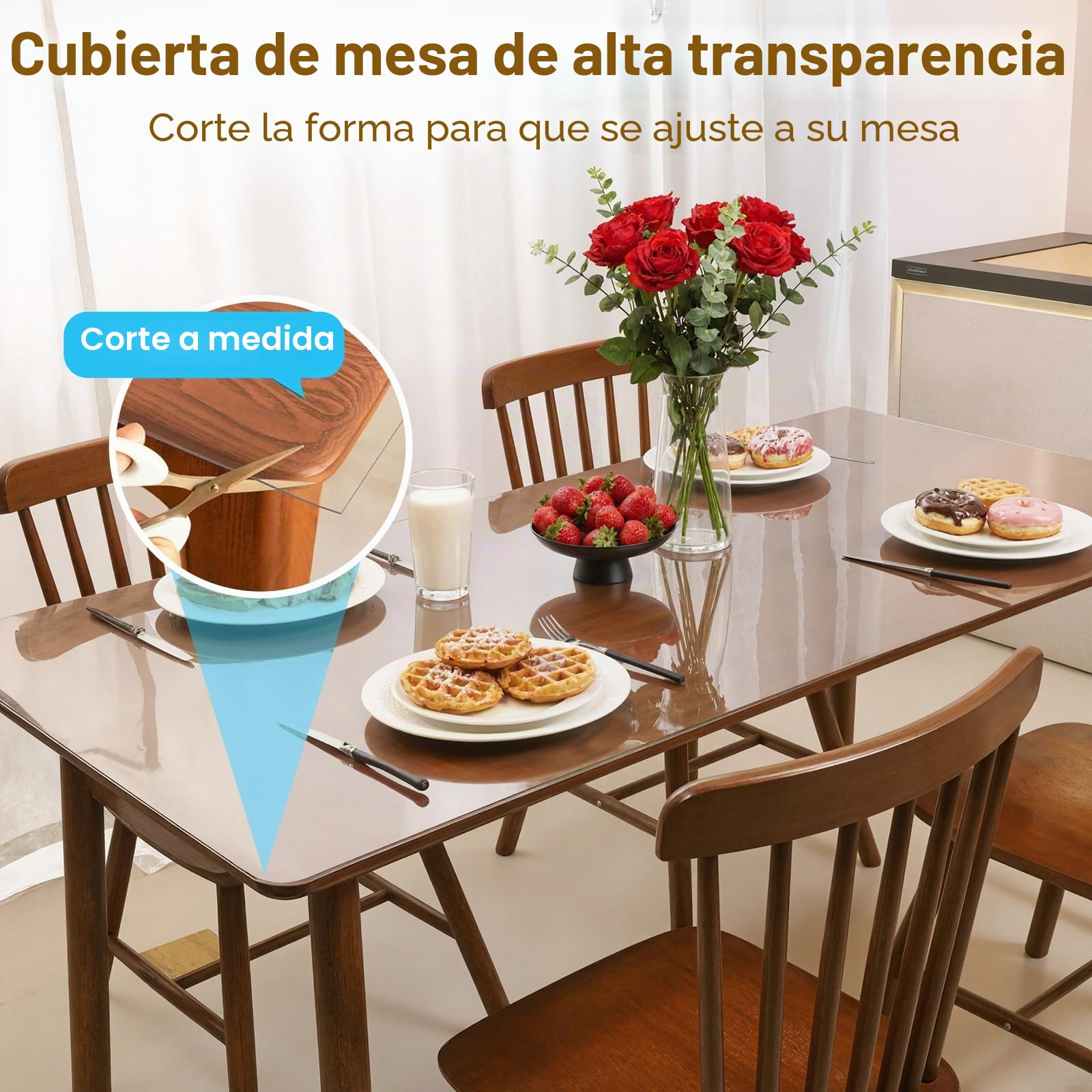 Protector Mesa Transparente, 90 x 180cm Mantel Hule PVC Transparente, Cubre Mesa Comedor Rectangular, Protector de Mesa Impermeable y Antimanchas, Antiarañazos, Fácil de Limpiar, Cortable a Medida