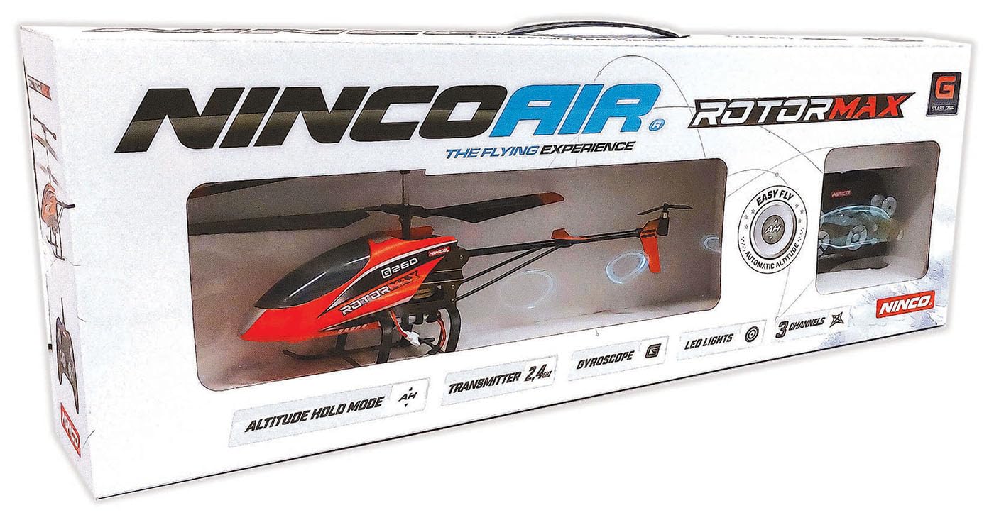 Ninco - NincoAir Rotormax Ferngesteuerter Hubschrauber | RC Helikopter mit Höhenstabilisierung Barometer | Flugzeug für Anfänger | Spielzeug für Kinder ab 8 Jahren (NH90136)