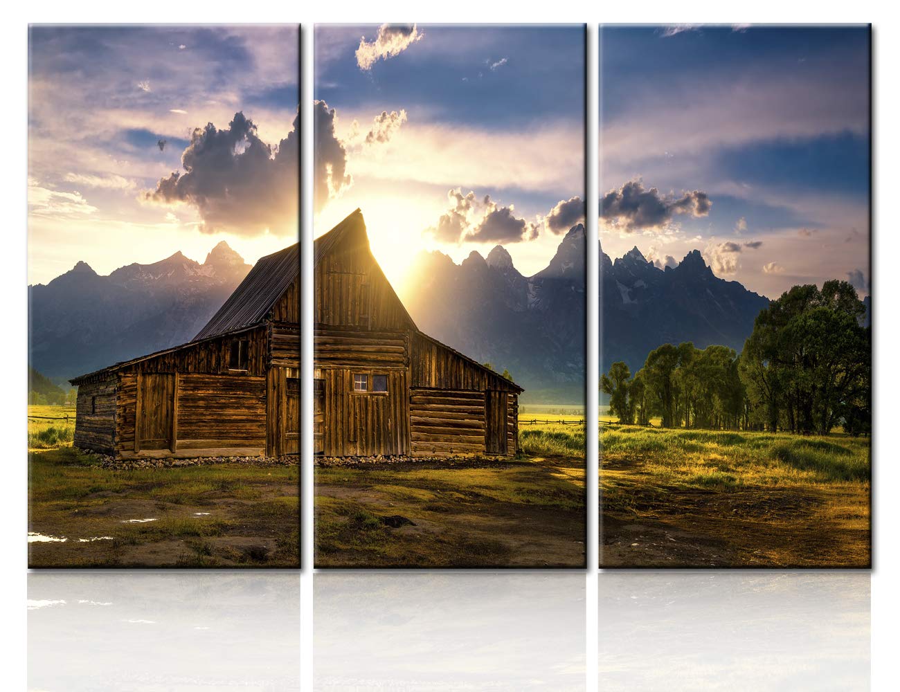 BPA Home Decor for Living Room Country Scene Wall Art Moulton Barn Paintings Nature Scene Canvas Landscape Artwork Giclee Framed Stretched Gallery Wrapped Ready to Hang(40''x60'')