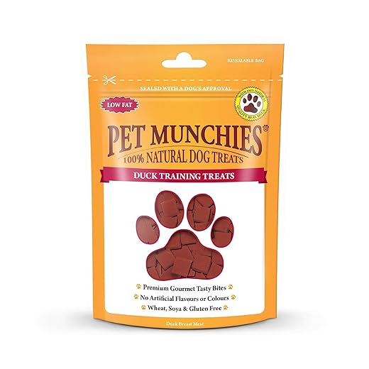 Pet Munchies Duck Dog Training Treats, Grain Free Tasty Bites with Natural Real Meat, Low in Fat 50g
