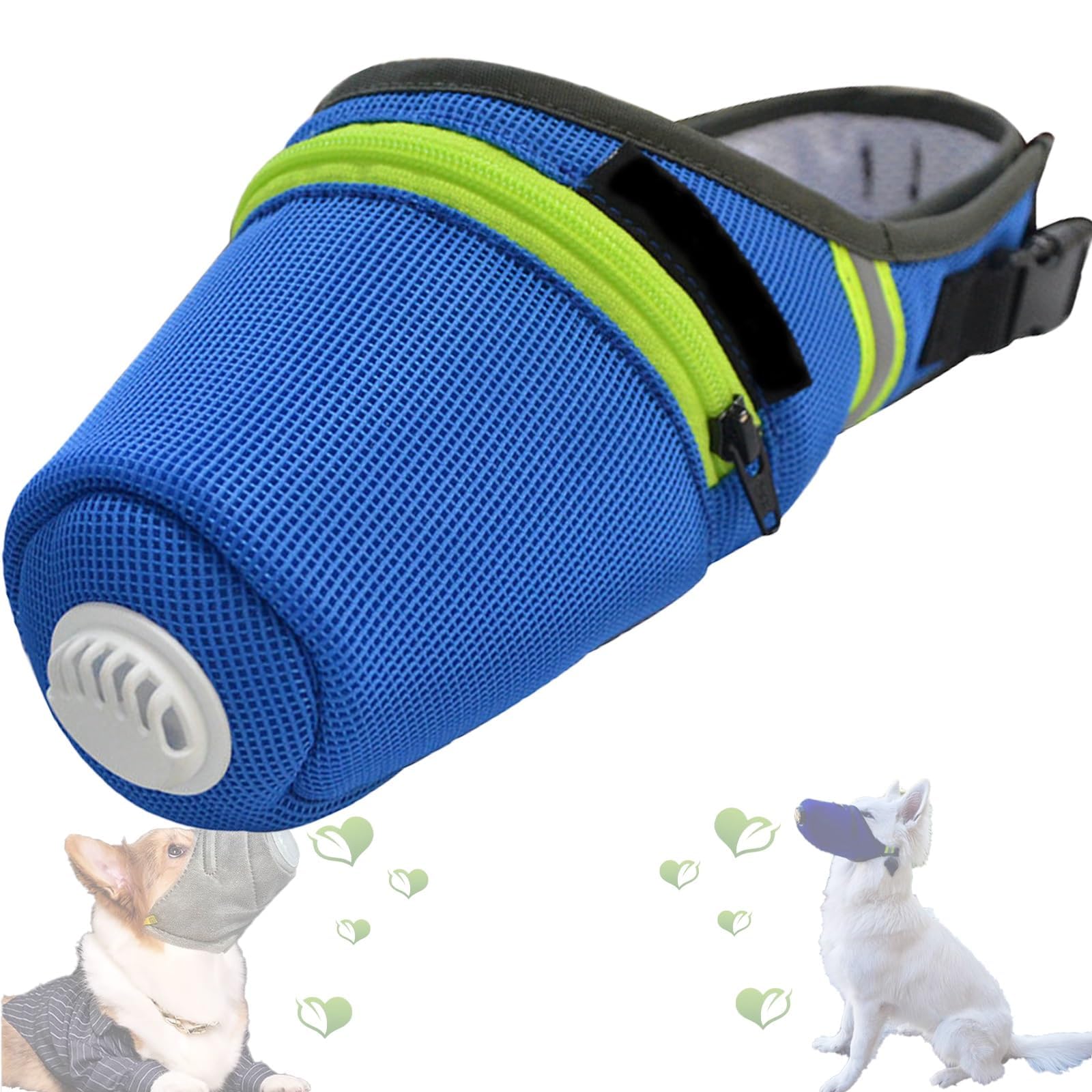Dog Mask, Reusable Breathable Air Filter Mask, Adjustable Pet Gas Face Masks, Dog Smoke Respirator Muzzled, Muzzle for Large and Small Dogs (Blue, Medium)