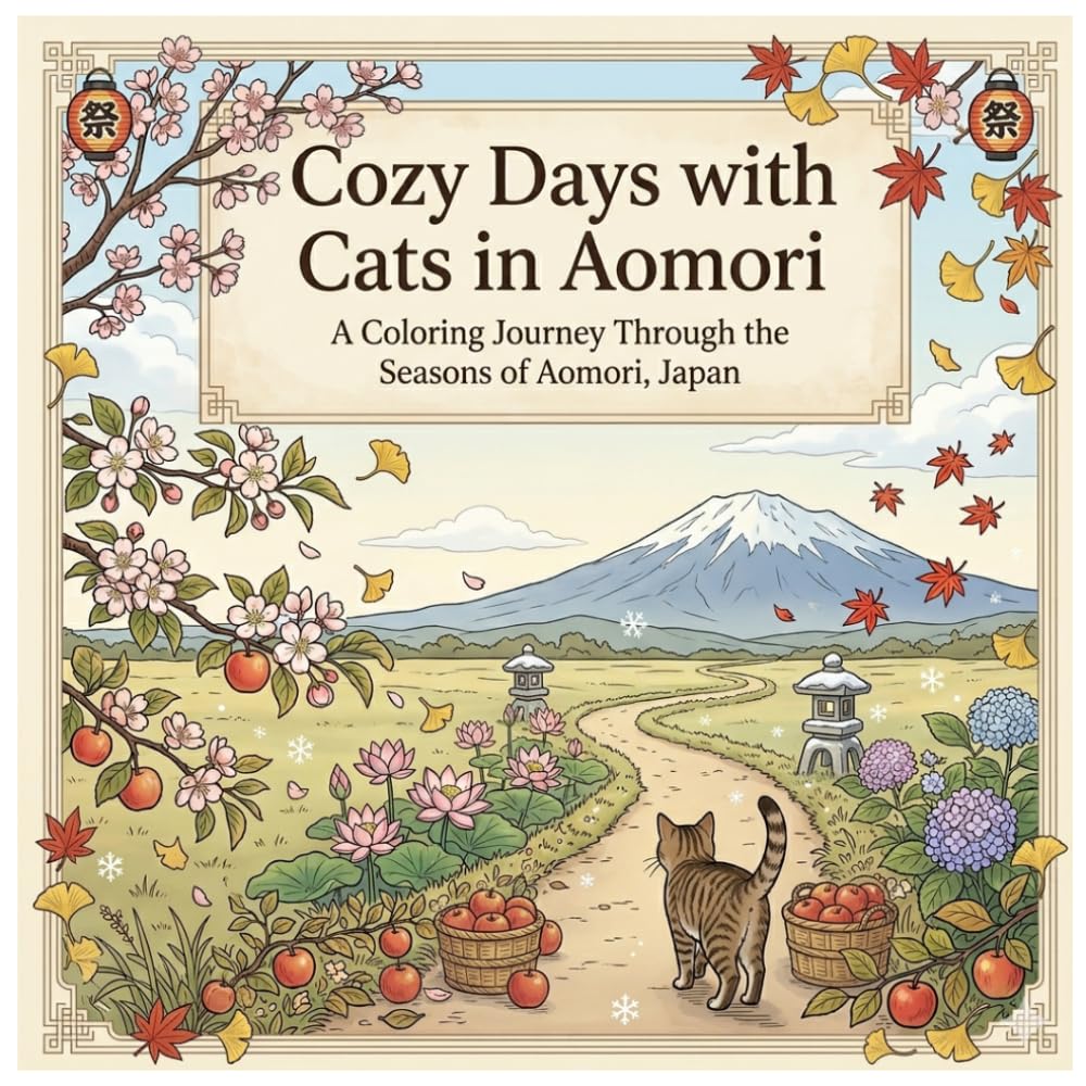 Cozy Days with Cats in Aomori: A Coloring Journey Through the Seasons of Aomori,Japan