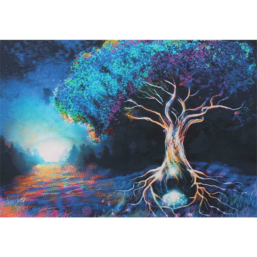Kit diamant peinture grand arbre 40x100 cm avec strass complet pour adulte