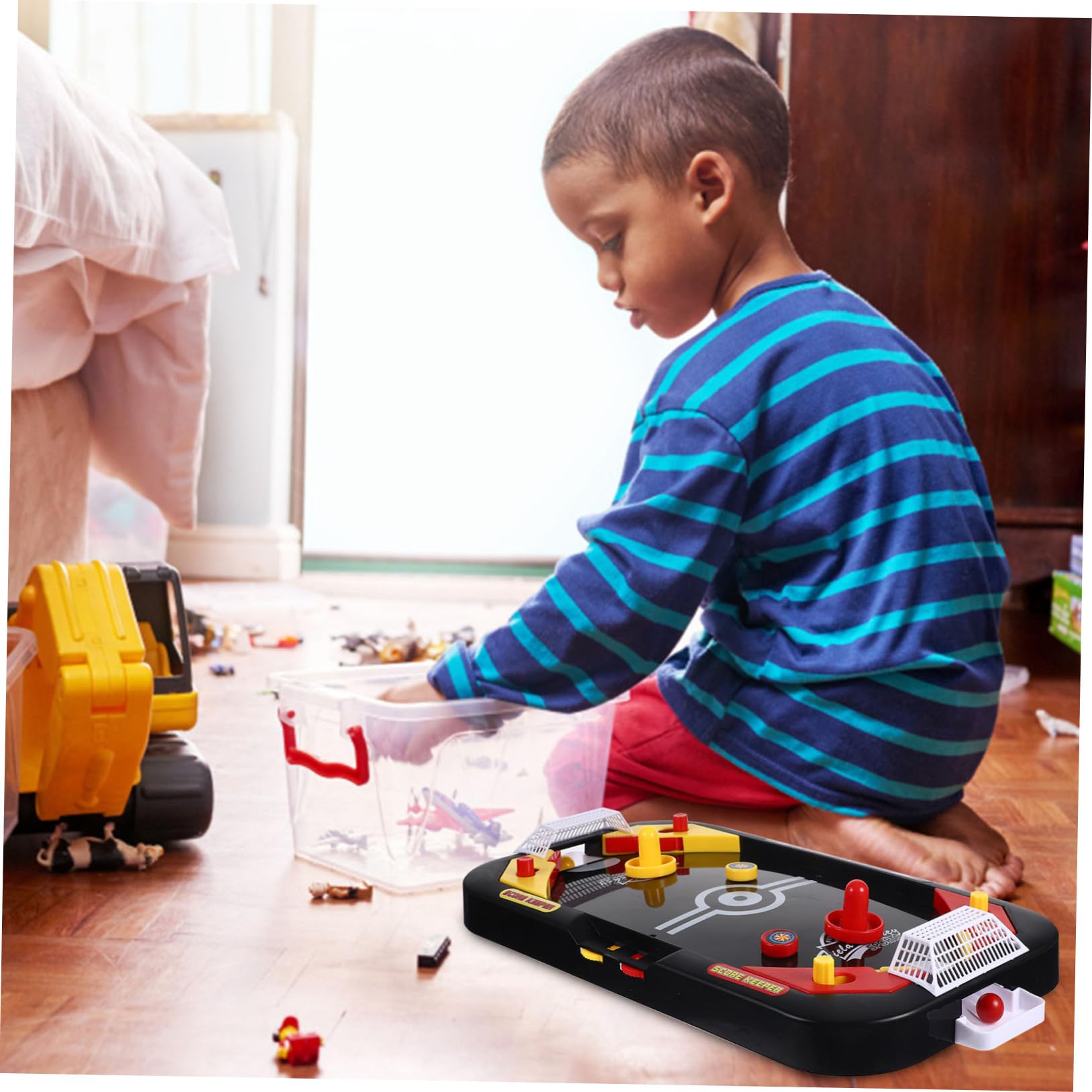 Hockey et Plastique en Mini Glace pour Noir sur Éducatif de Jeu Table à 2 Joueurs, Compétition Ludique et Divertissante Garçon Filles en Intérieur