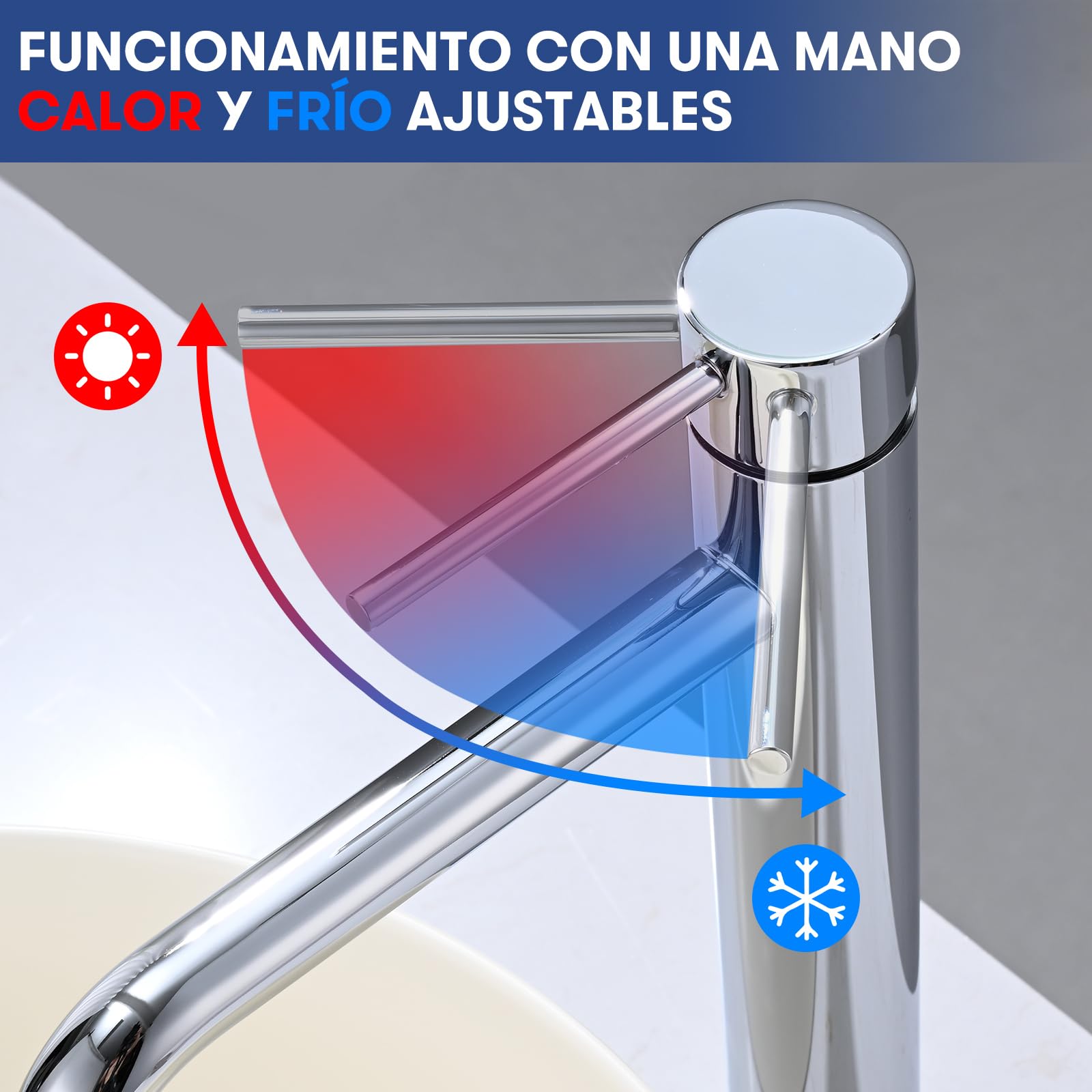 Grifo Lavabo Alto, BuntHaus Grifo Monomando Lavabo Agua Fría y Caliente, Grifos para Lavabo de Encimera, Grifos Mezclador de Baño de Acero Inoxidable 304, Aireador Extraíble, Sin Plomo, Cromado