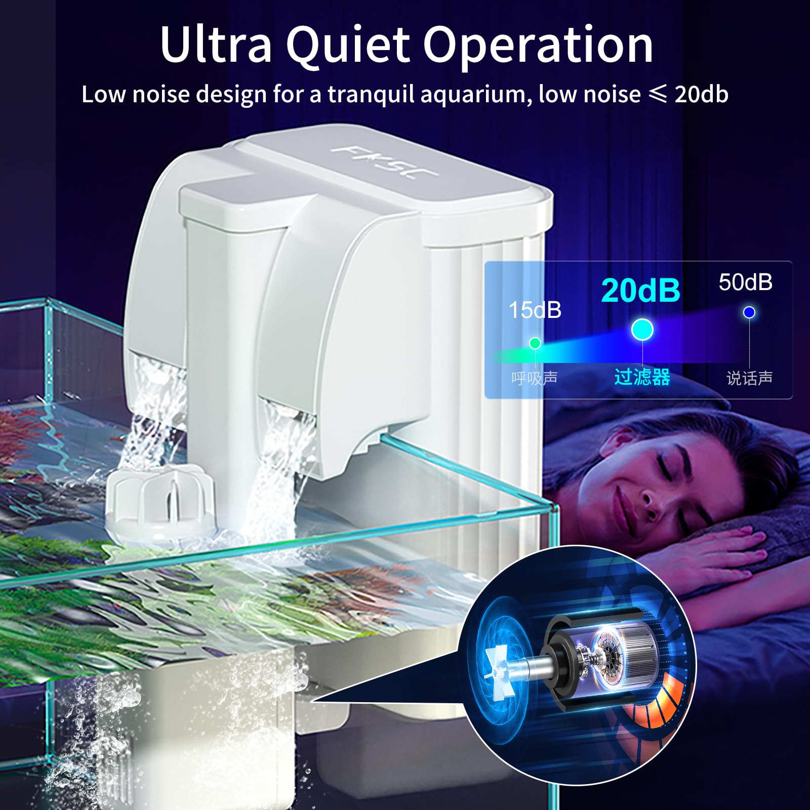 Filtro de acuario trasero colgante para tanques de 10-30 galones, filtración multietapa de 3 etapas con skimmer de superficie, filtro de cascada HOB Power ultra silencioso para agua dulce