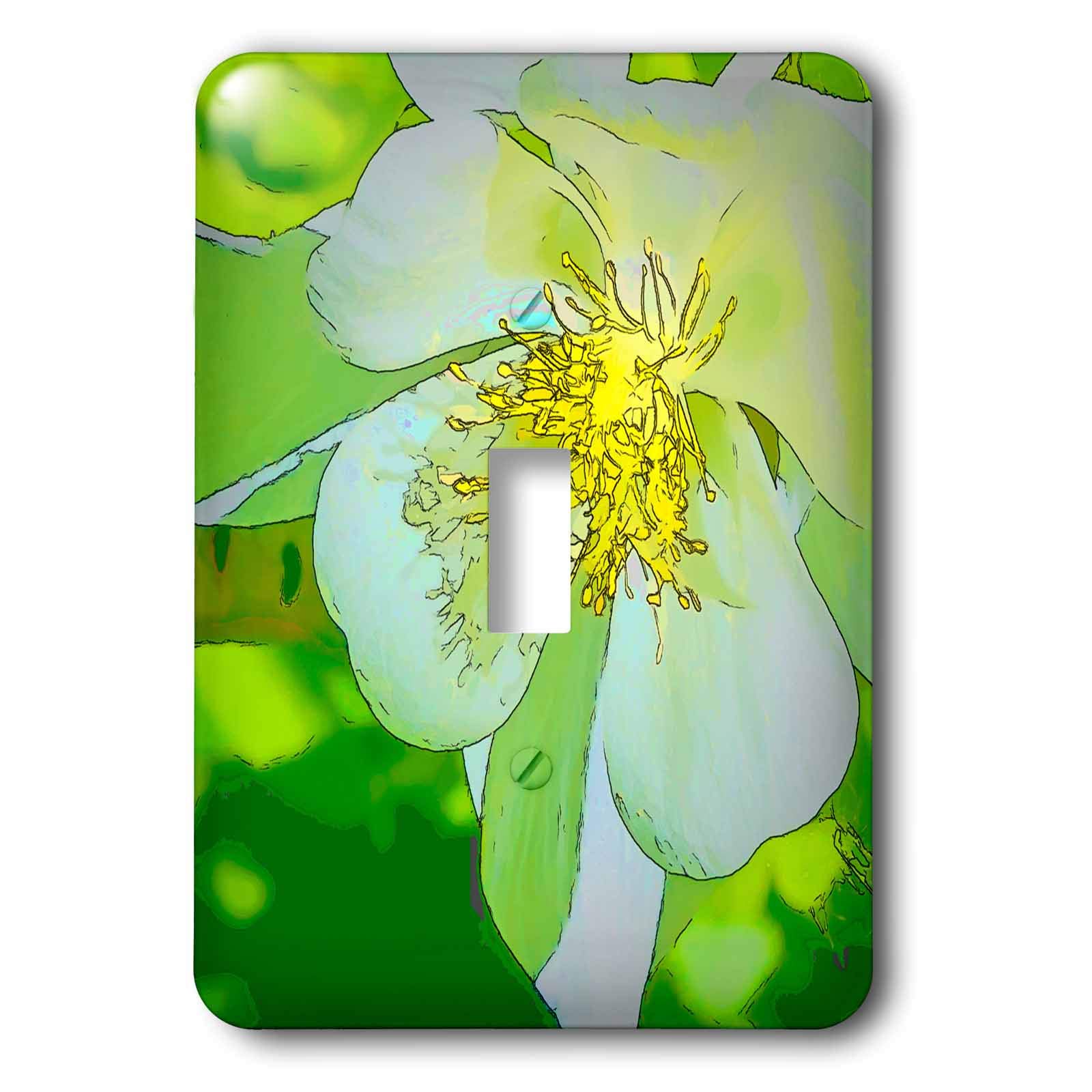 Interruptor de un solo botón 3dRose lsp_32393_1 con diseño abstracto de flores decorativas