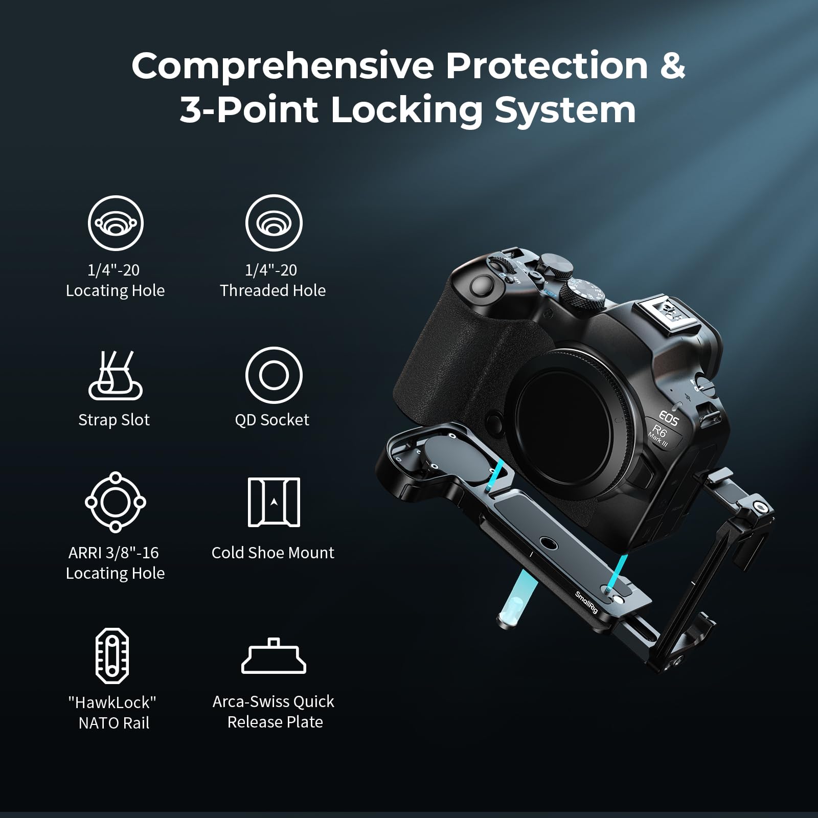 SMALLRIG Piastra di montaggio a L con slot AirTag per Canon EOS R6 Mark III / R6 Mark II 5962