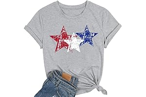 Women American Flag Shirts USA Flag Stars Stripes Graphic Blouse