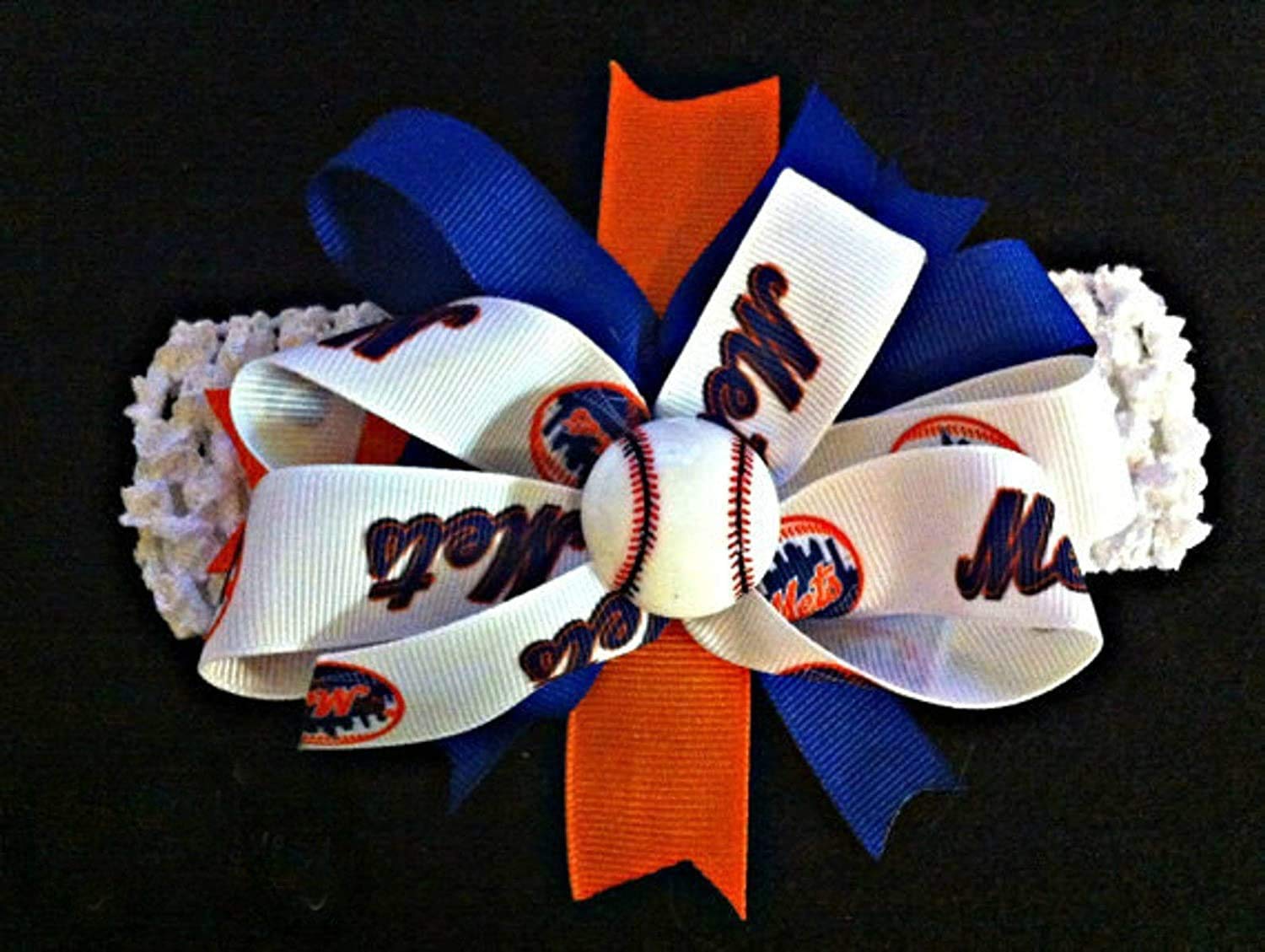 Mets Baby Girl Boutique Bow Crocheted Headband