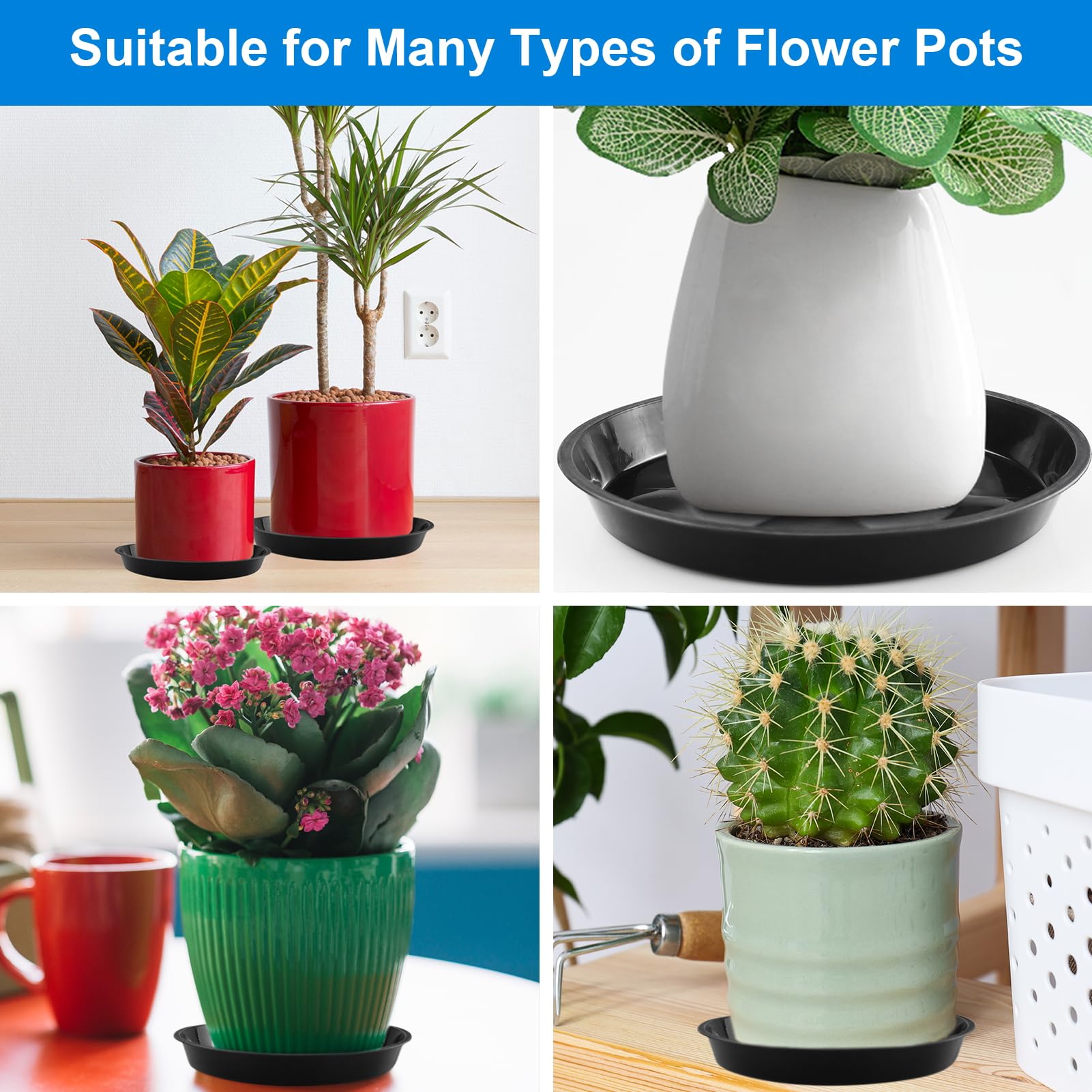 set di 4 vasi da fiori, rotondi, in terracotta, vaso per piante in plastica riciclabile al 100%, 20 cm - Elettronica, Tecnologia e Tendenze