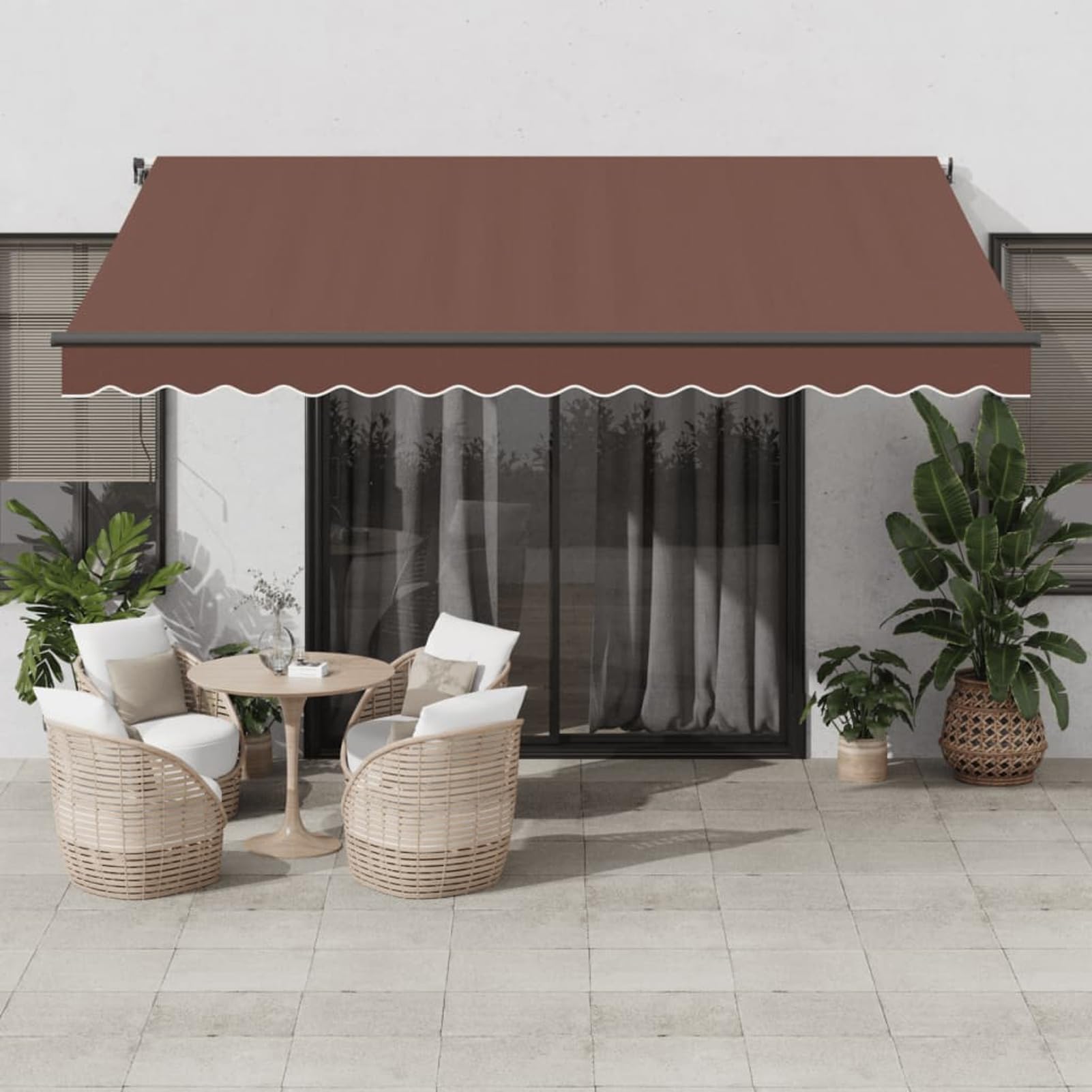IKAYAA Toldo Motorizado 400 x 300 cm, Toldo Eléctrico y Manual Retráctil,Toldo Articulado Eléctrico con Mando a Distancia, Toldo Brazo Extensible para Terraza, Jardín, Marrón