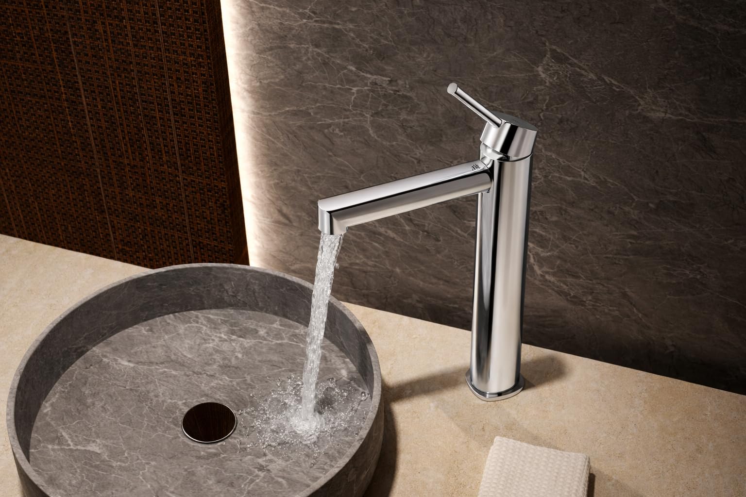 IMEX Grifo Lavabo Alto Monomando Toscana BDT064-3 Latón Cartucho Cerámico 26 mm Grifería Baño para Lavabo Sobre Encimera con Latiguillos 3/8