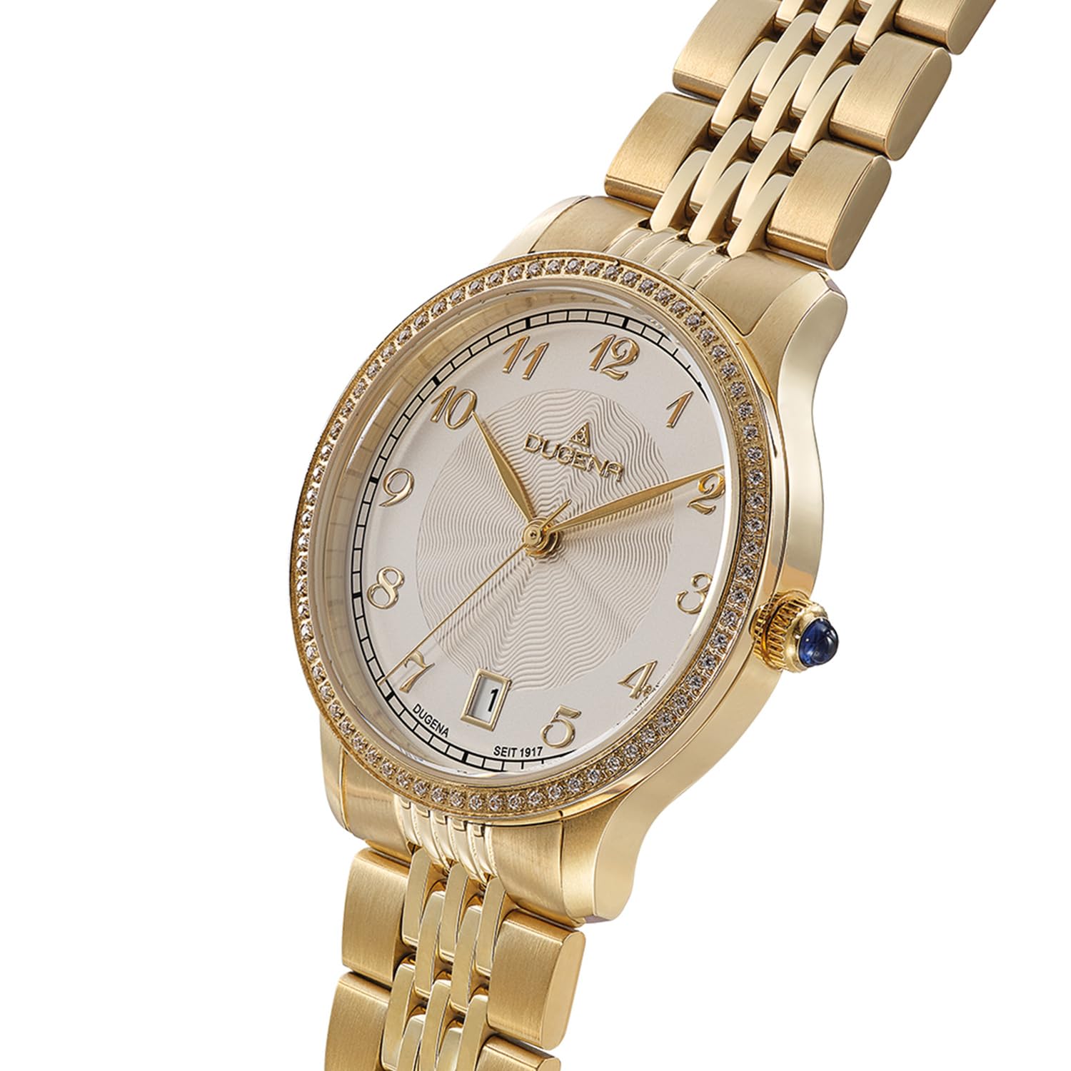 Dugena Damen-Armbanduhr Gala, Quarzwerk, Edelstahl, Saphirglas, Drückerfaltschließe, 5 bar