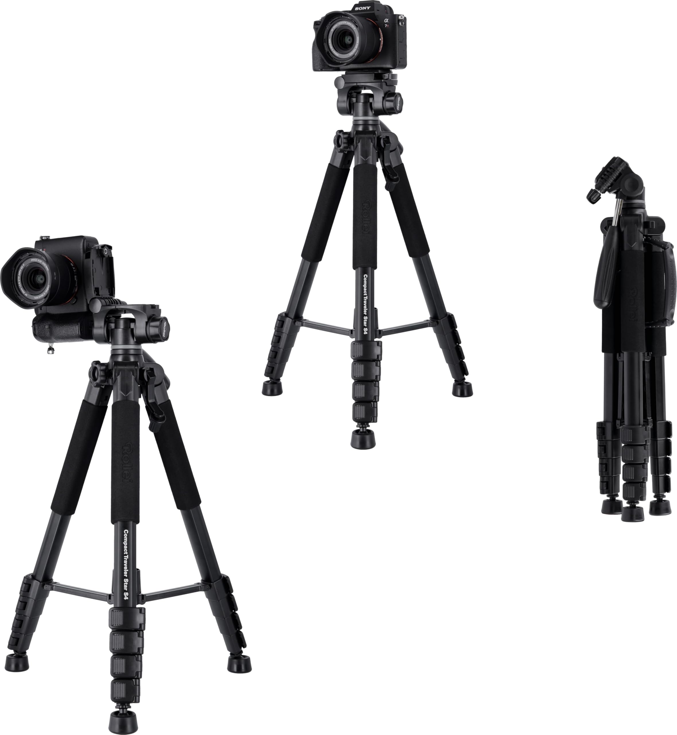 Statyw Rollei Compact Traveler nr 2, 180 cm statyw przenośny aluminiowy aparat podróżny z głowicą kulową i funkcją monopod kompaktowa podpórka fotograficzna z uchwytem na telefon