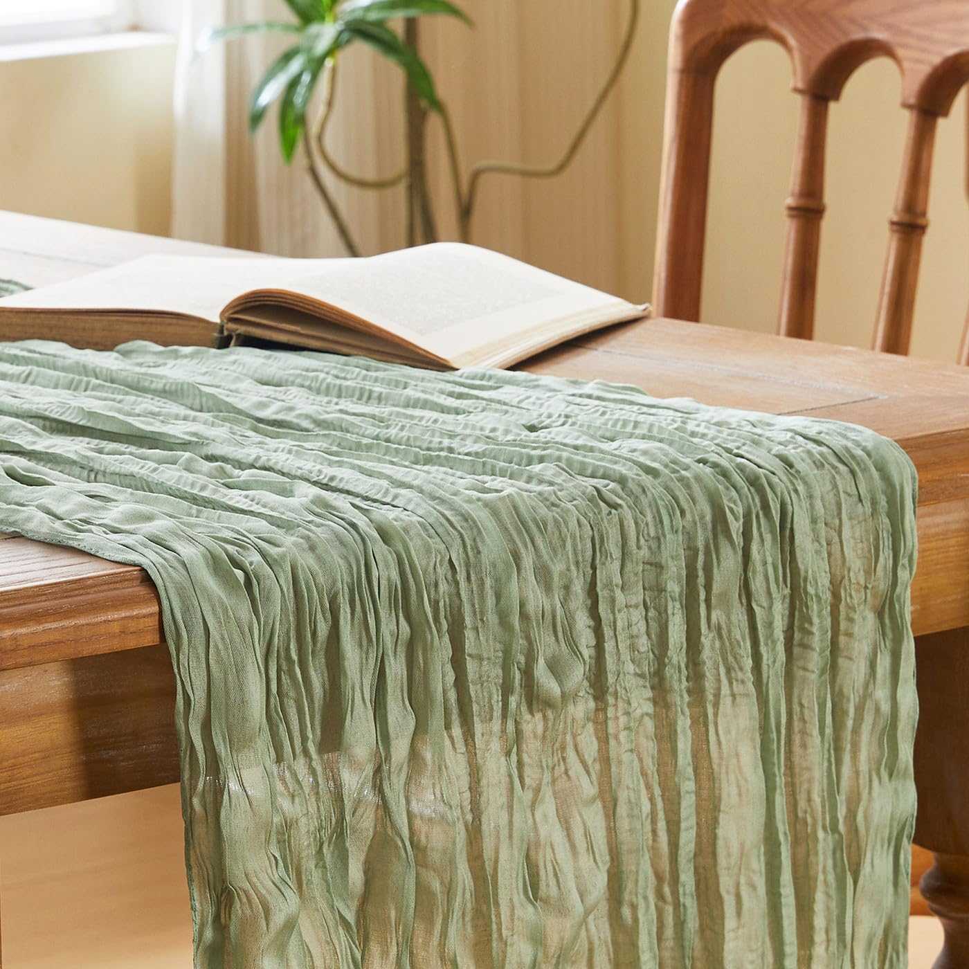 Sage Green Cheesecloth Table Runner 90 x 300cm Wedding Party Decorations