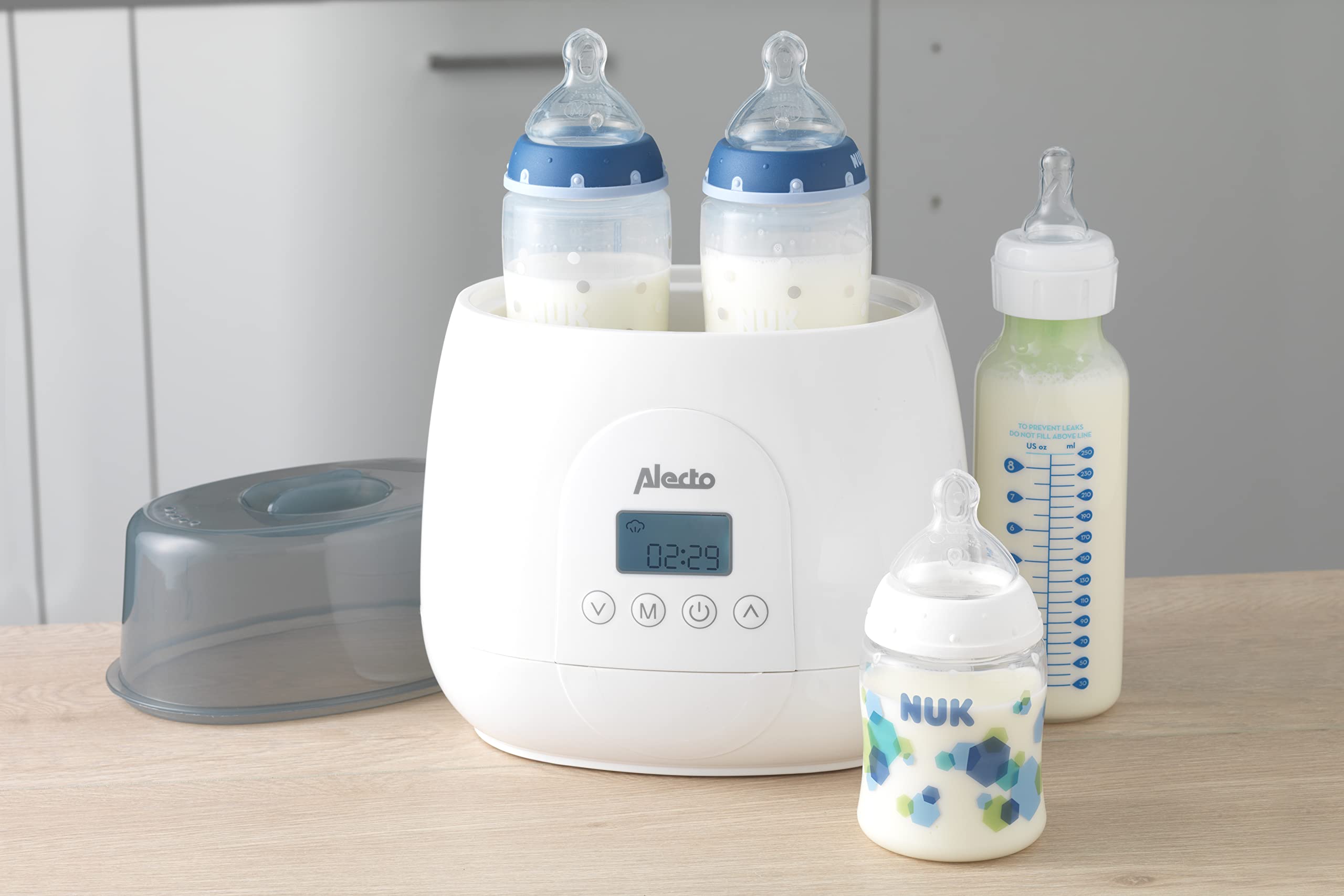 Alecto BW700TWIN Flaschenwärmer Baby - Doppelter Flaschenwärmer - BPA Frei - Sterilisator - vorprogammierte Aufwärmzeiten - weiß