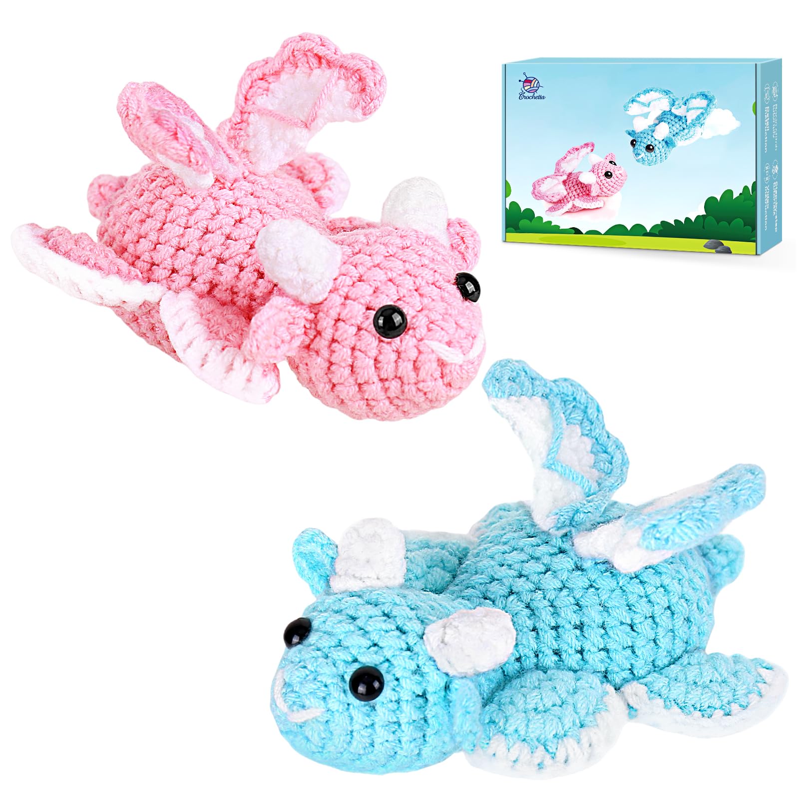 Crochetta Beginner Crochet Kit with Step-by-Step Video Tutorials, Learn to Crochet for Adults &amp; Kids, Knitting Craft Supplies, Hanging Plants Home Decor (40%+ Yarn)