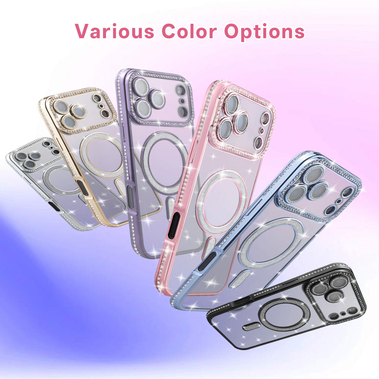 Coque de téléphone à paillettes avec bordure en diamant, étui rond 3D