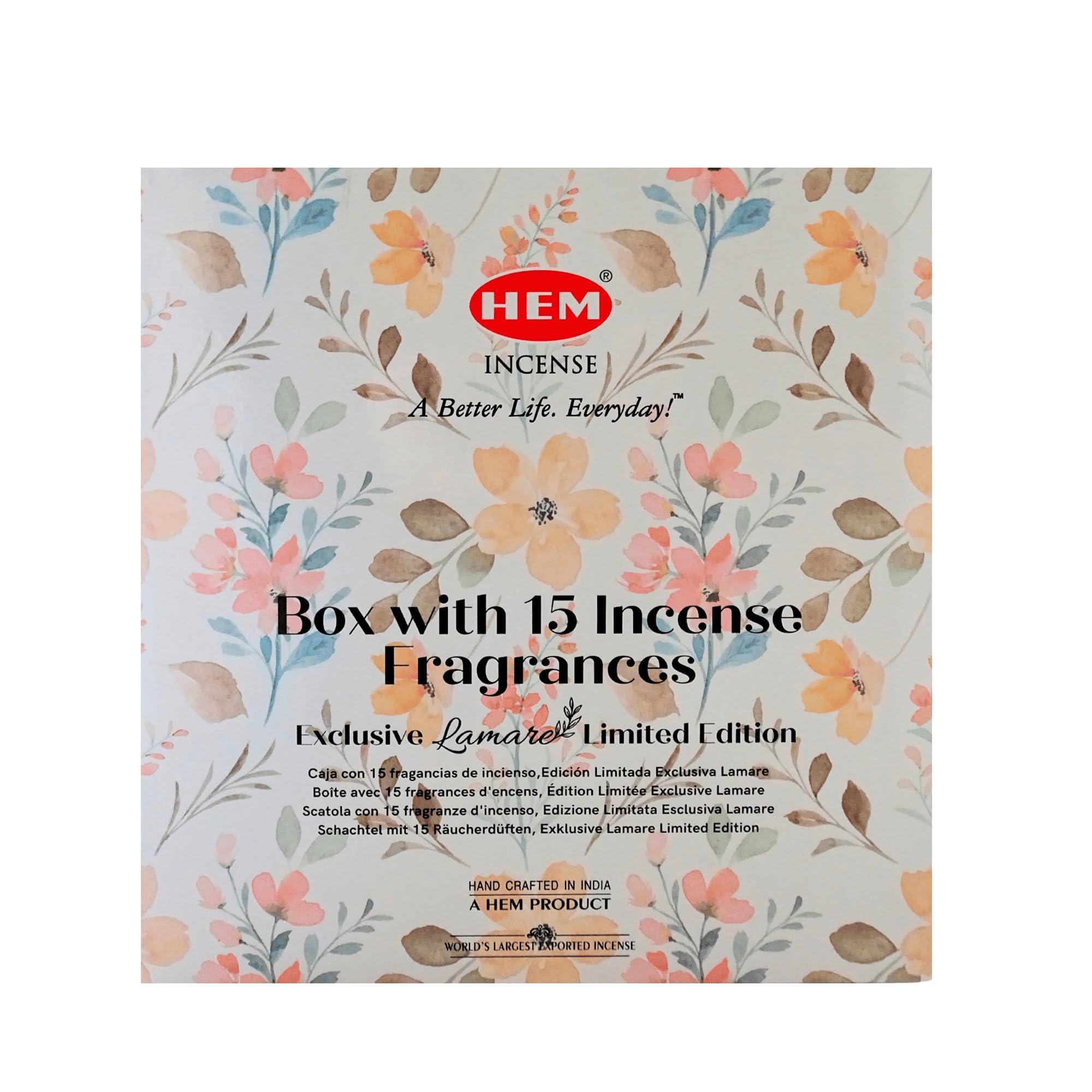 Hem Pack d'encens Assortiment 15 Parfum Exclusif 300 bâtons Aromathérapie Méditation Naturel