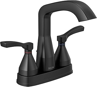 Delta Faucet Stryke Matte Black Bathroom Faucet, Centerset Bathroom Faucet, Diamond Seal Technology, Metal Drain Assembly, Matte Black 25776-BLMPU-DST