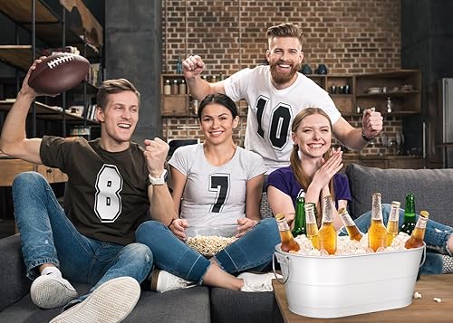 Miniatura 2 de LF LIKEFAIR Paquete de 2 cubos de metal galvanizado para bebidas, cerveza, vino, hielo, cubos de hielo para fiestas, 1.45 galones, cubo ovalado de