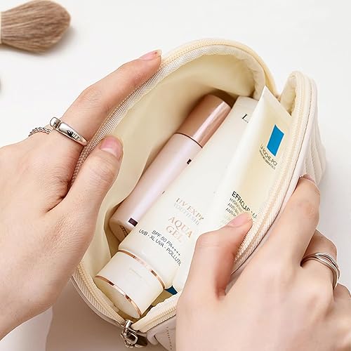 Miniatura 5 de Harlang Pequeña bolsa de maquillaje con cremallera, organizador de cosméticos de viaje para mujeres, Concha azul, Moda