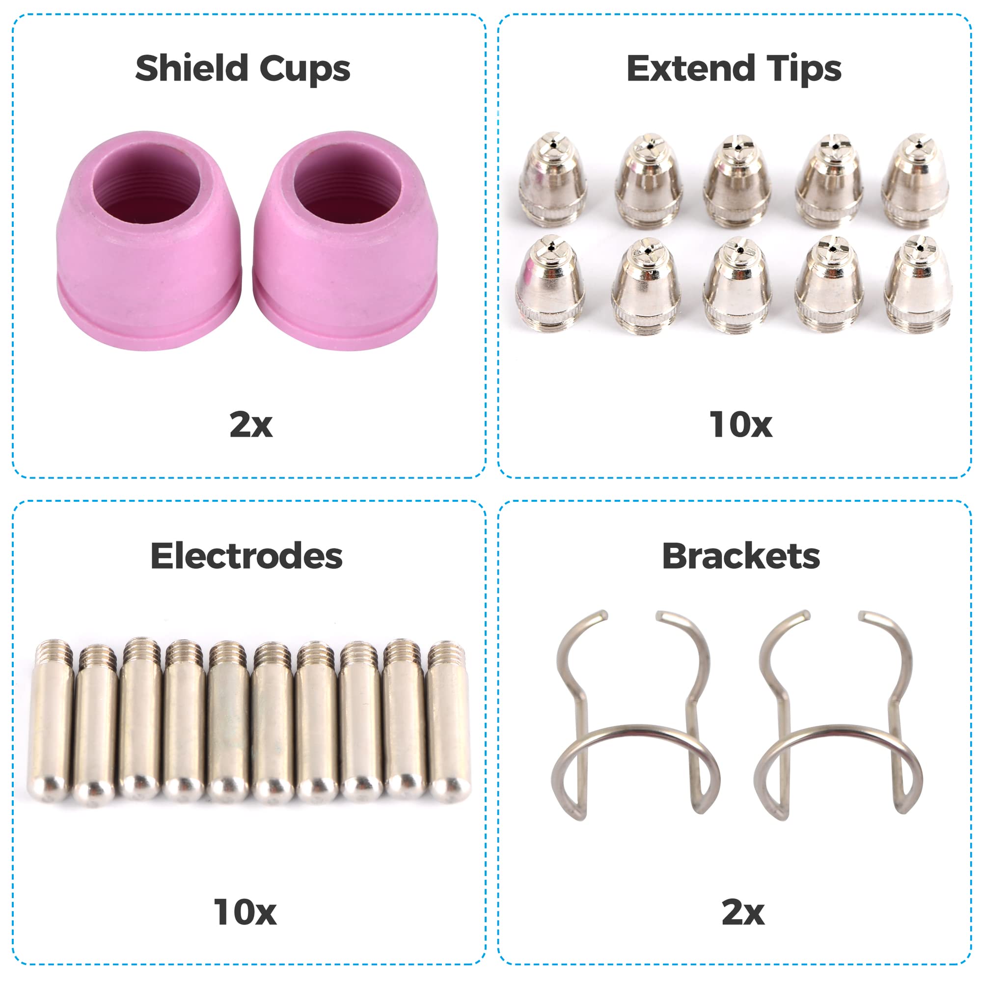 Nizvq 52-Piece Plasma Cutter Consumables Kit - Electrodes, Nozzles & Cups For SG-55 AG-60 WSD-60 Torches - View #8