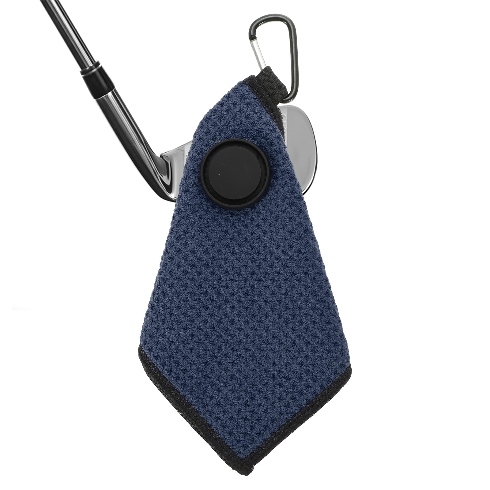 PATIKIL 6"x6" Magnetic Golf Towel with Wire Cleaning Cloth, Microfiber Waffle Pattern Towels with Magnet and Clip for Golf Carts Clubs Golfing Gear, Dark Blue/Black