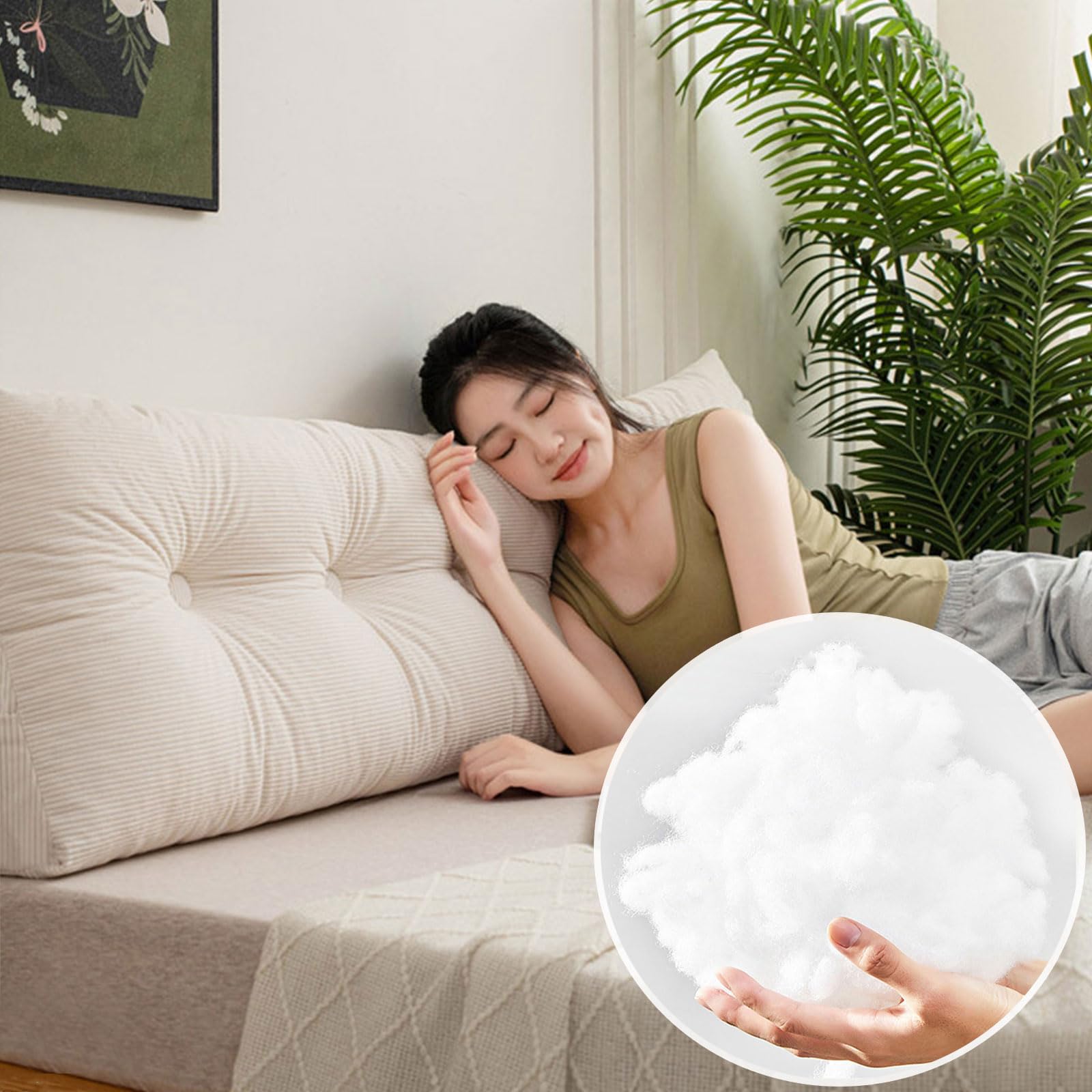 Cuscino schienale letto singolo matrimoniale, cuscino per testiera a cuneo triangolare, velluto a coste di alta qualità cuscini per lettura, supporto lombare, fodera Rimovibile(120x40x12cm,Beige)