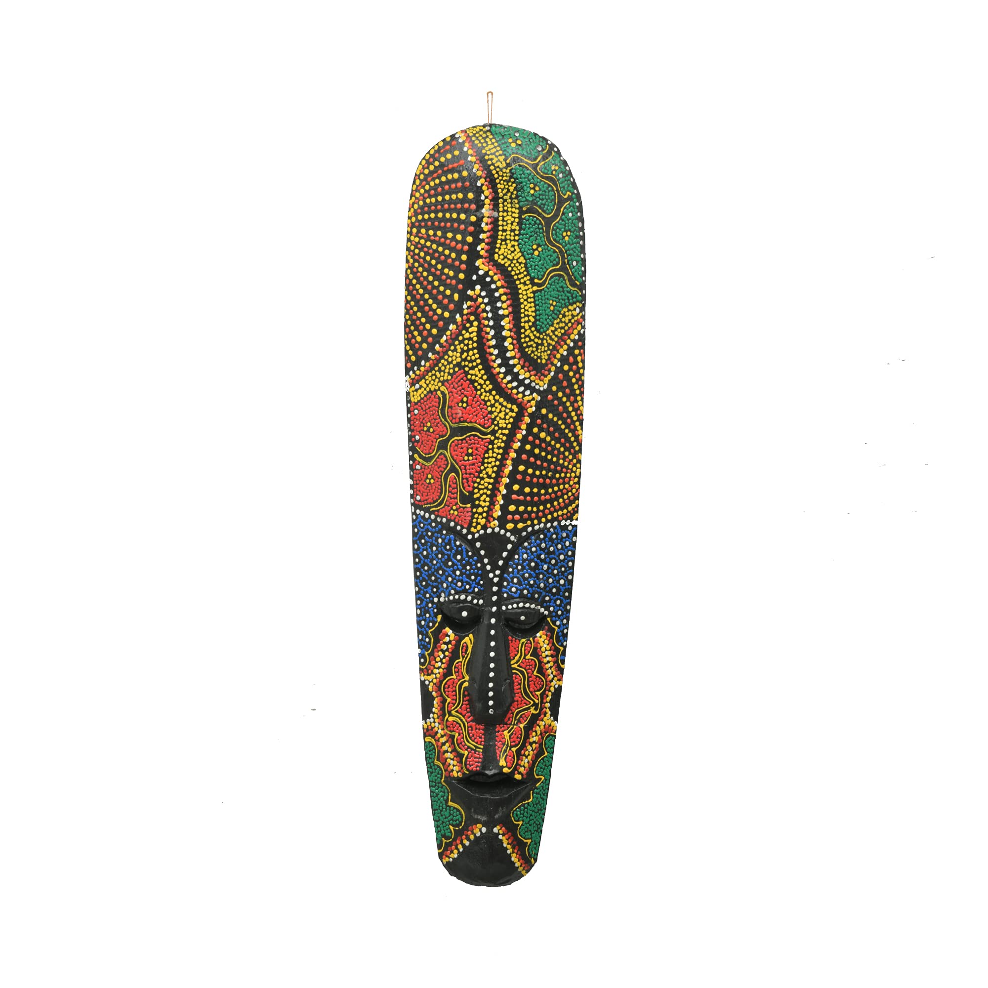OliveCabinets Wooden Saharan African Style Handcrafted Mask (50cm.X 12cm.X 3cm.,Multicolour)