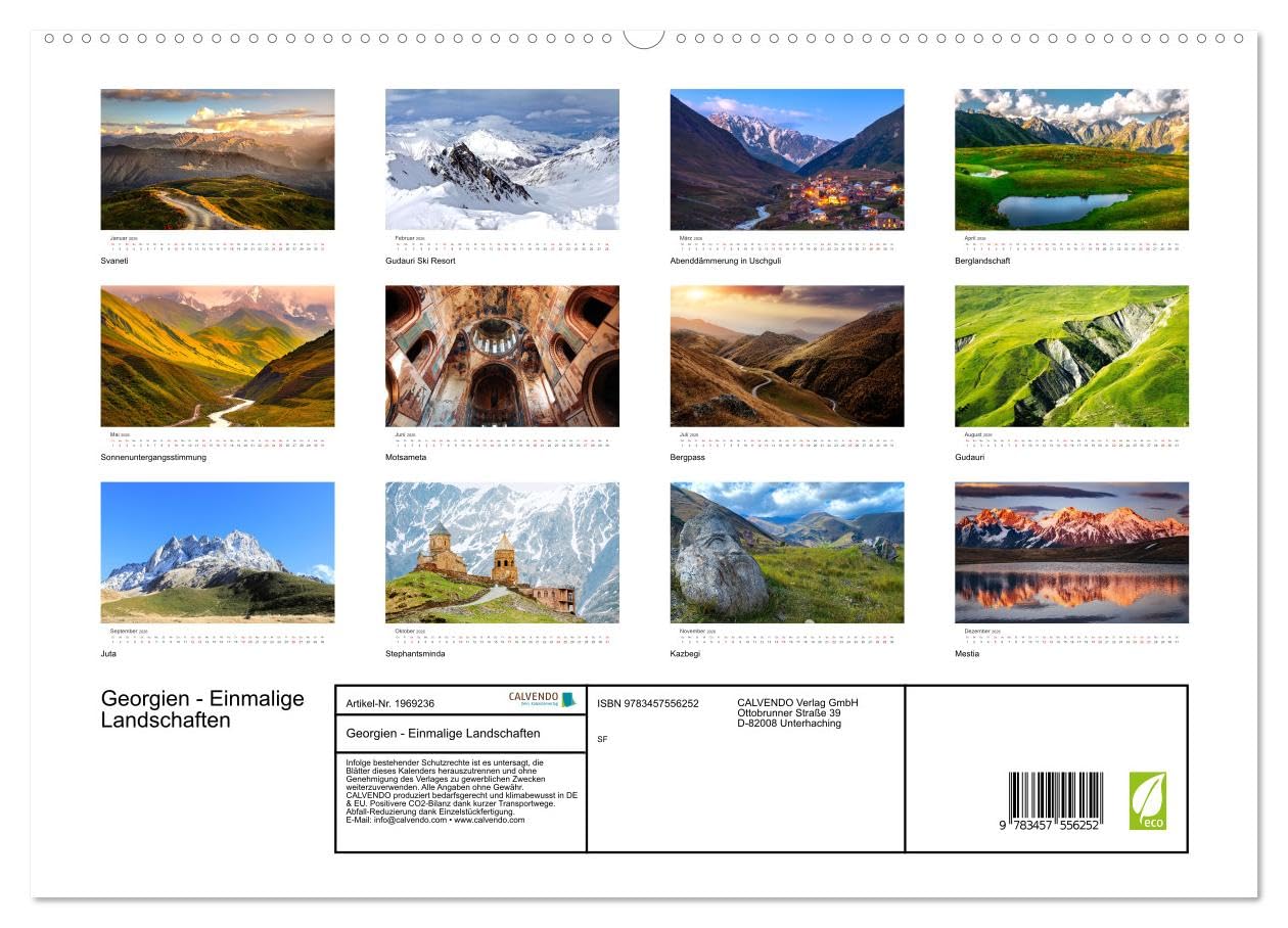 Georgien - Einmalige Landschaften (hochwertiger Premium Wandkalender 2026 DIN A2 quer), Kunstdruck in Hochglanz: Kaukasus und Schwarzmeer. (CALVENDO Orte)