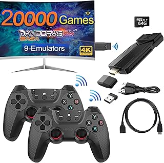 Retro Game Console 20,000+ Games,Wireless Retro Play Game Stick, Nostalgia Stick Game, Plug and Play Video Game Stick, 4K HDMI Output, Dual 2.4G Wireless Advanced Premium Controllers