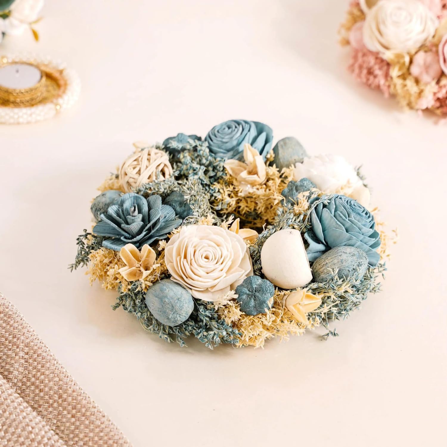 Buy Nestasia Blue & White Shola Flower Wreath | Handcrafted Eco